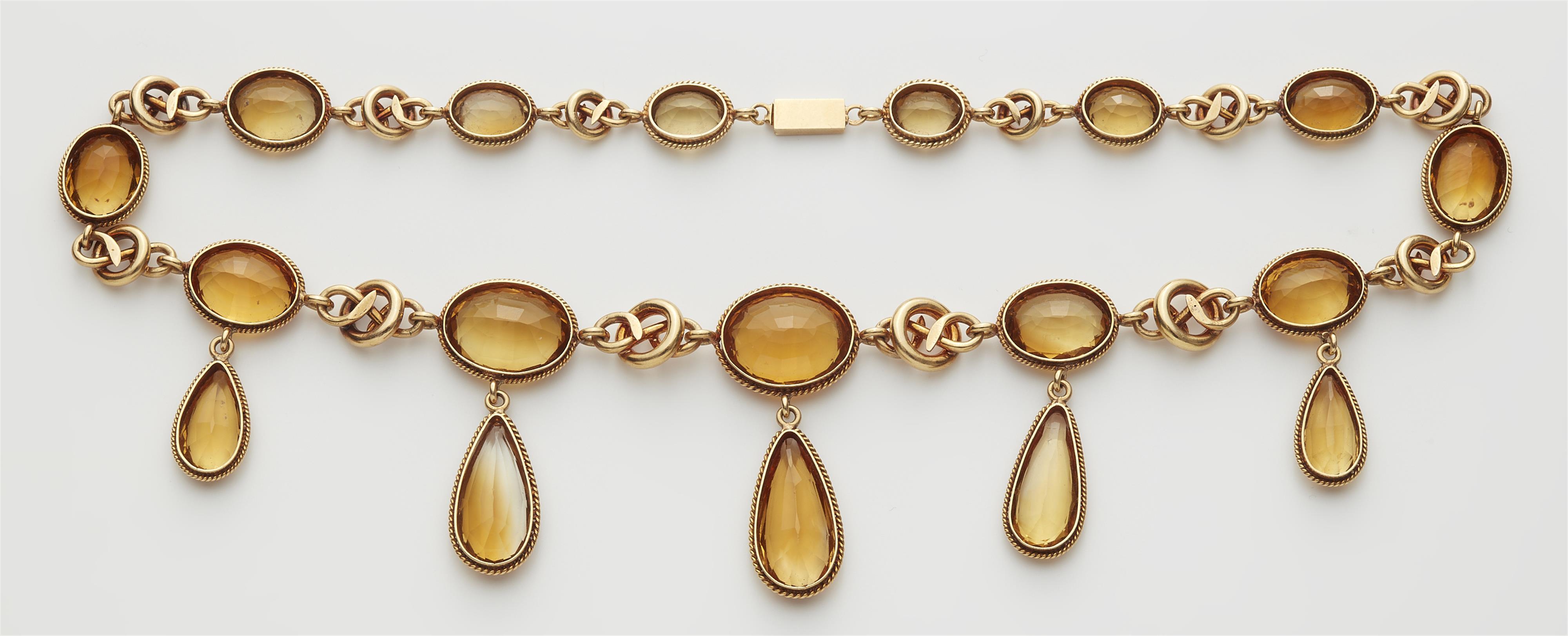 A French 18k gold and citrine fringe necklace. - image-2