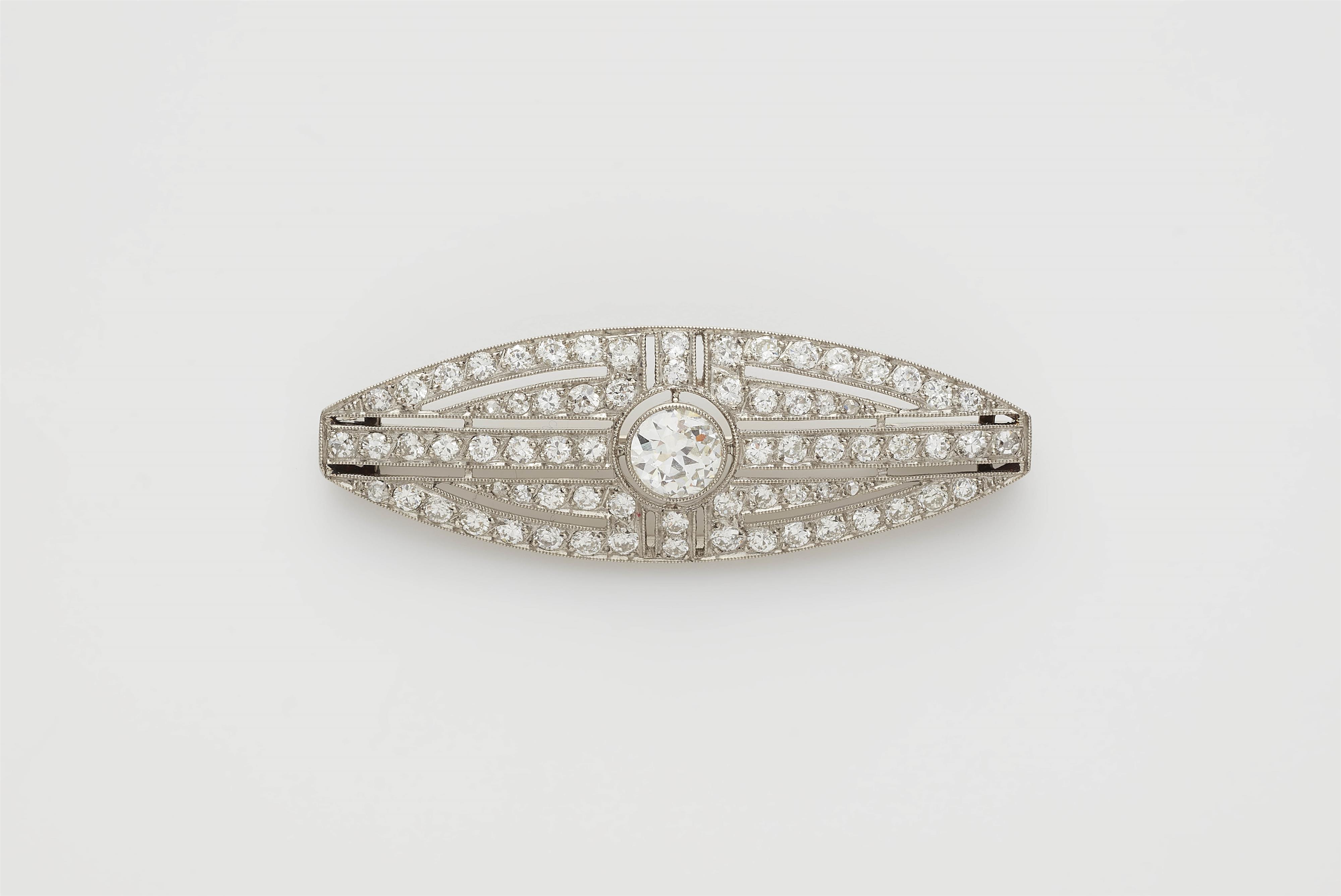 An Art Deco platinum and diamond brooch. - image-1