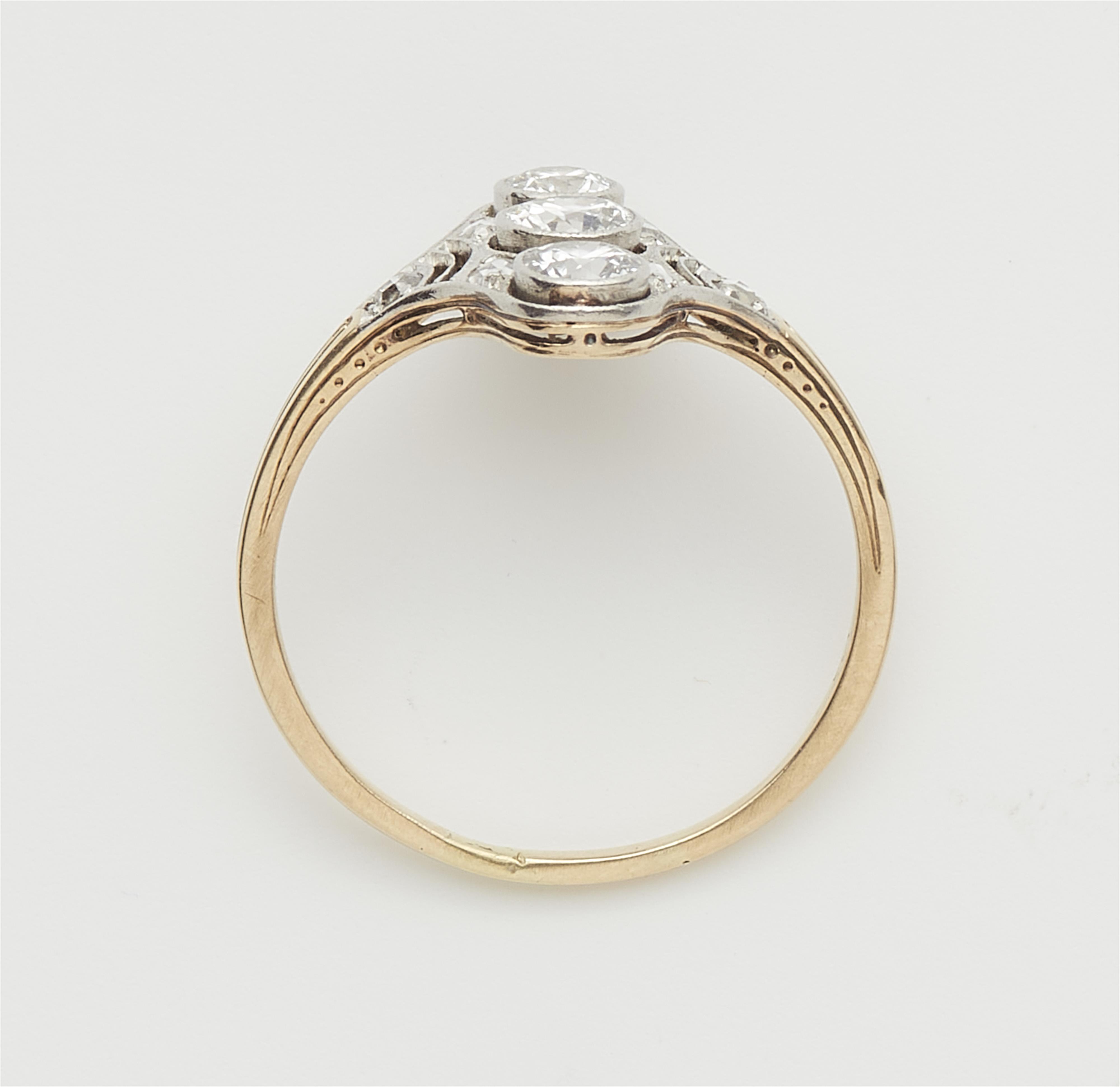 An Art Deco 14k gold diamond Marquise ring. - image-2