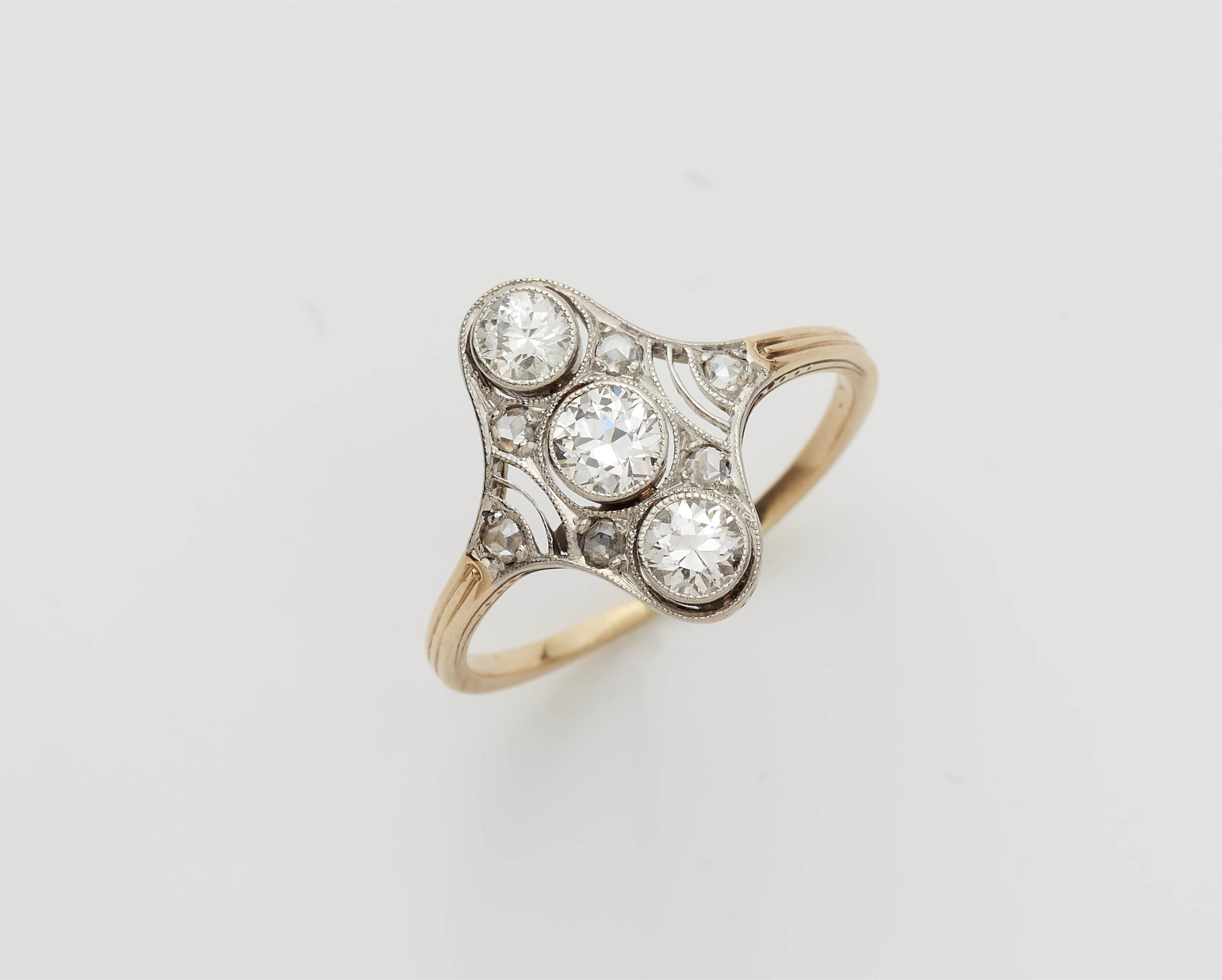 An Art Deco 14k gold diamond Marquise ring. - image-1