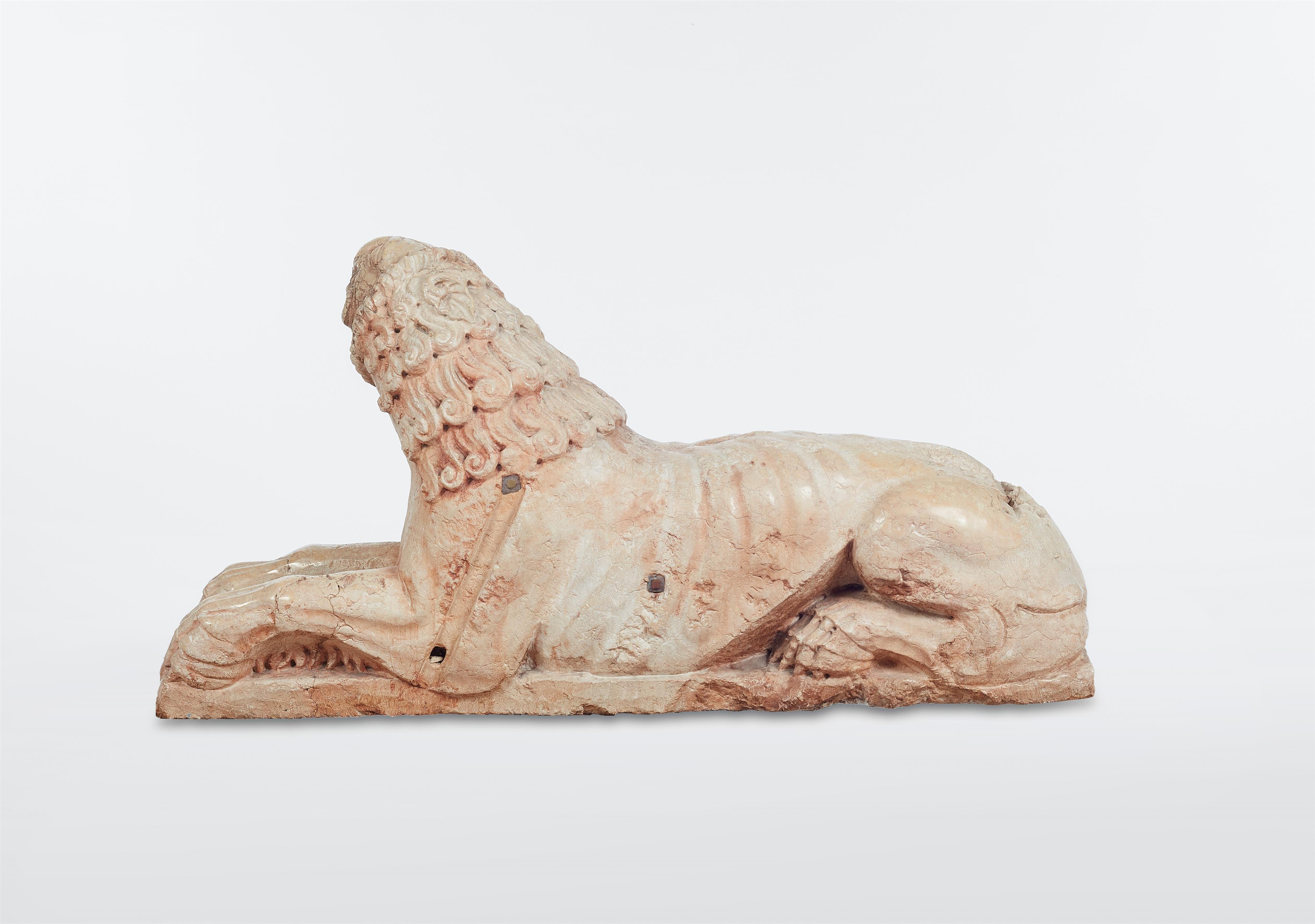 A pair of recumbent lion column bases - image-2