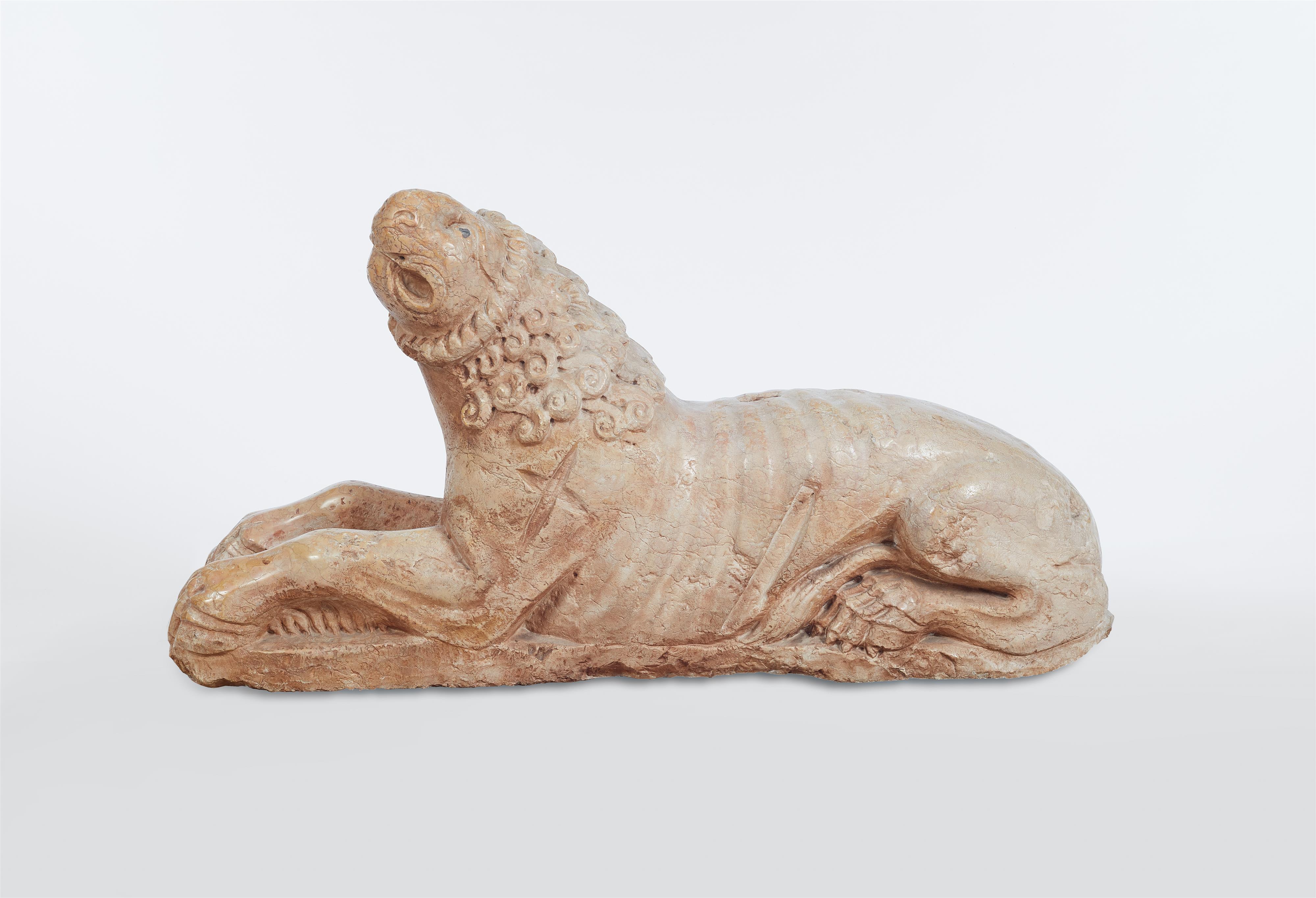 A pair of recumbent lion column bases - image-4