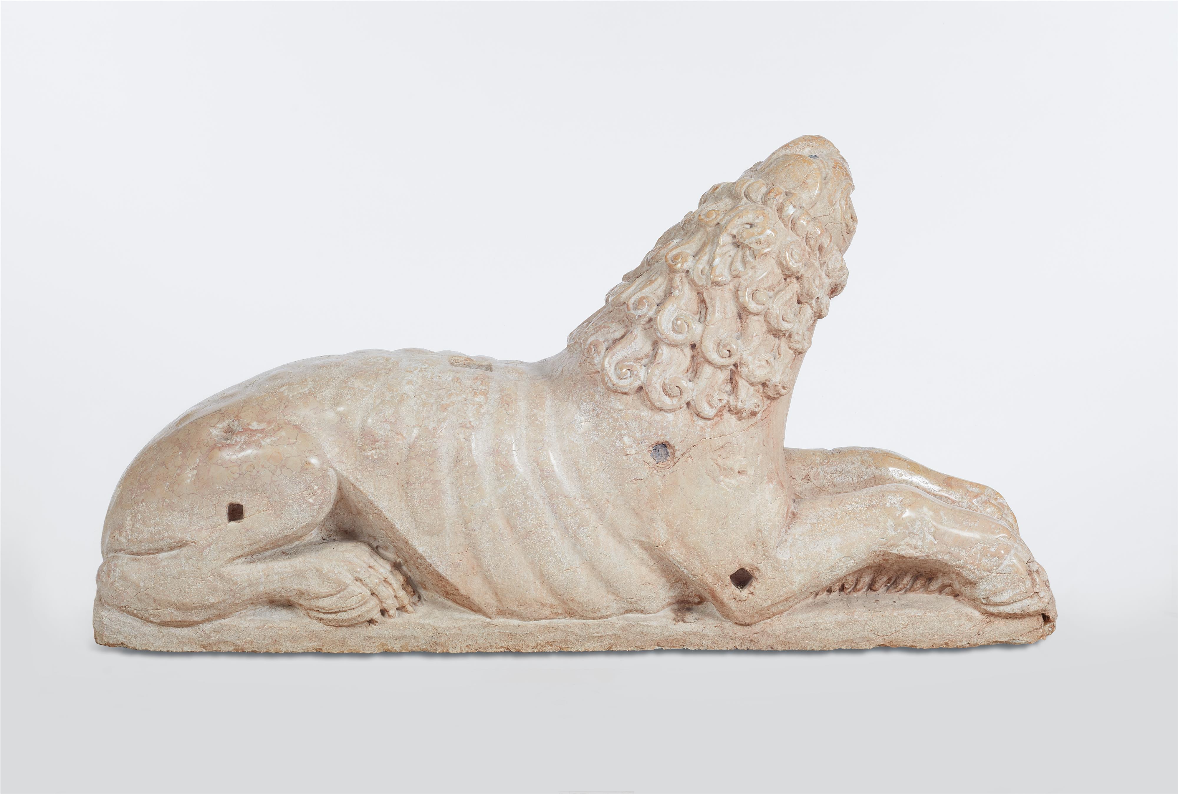 A pair of recumbent lion column bases - image-5