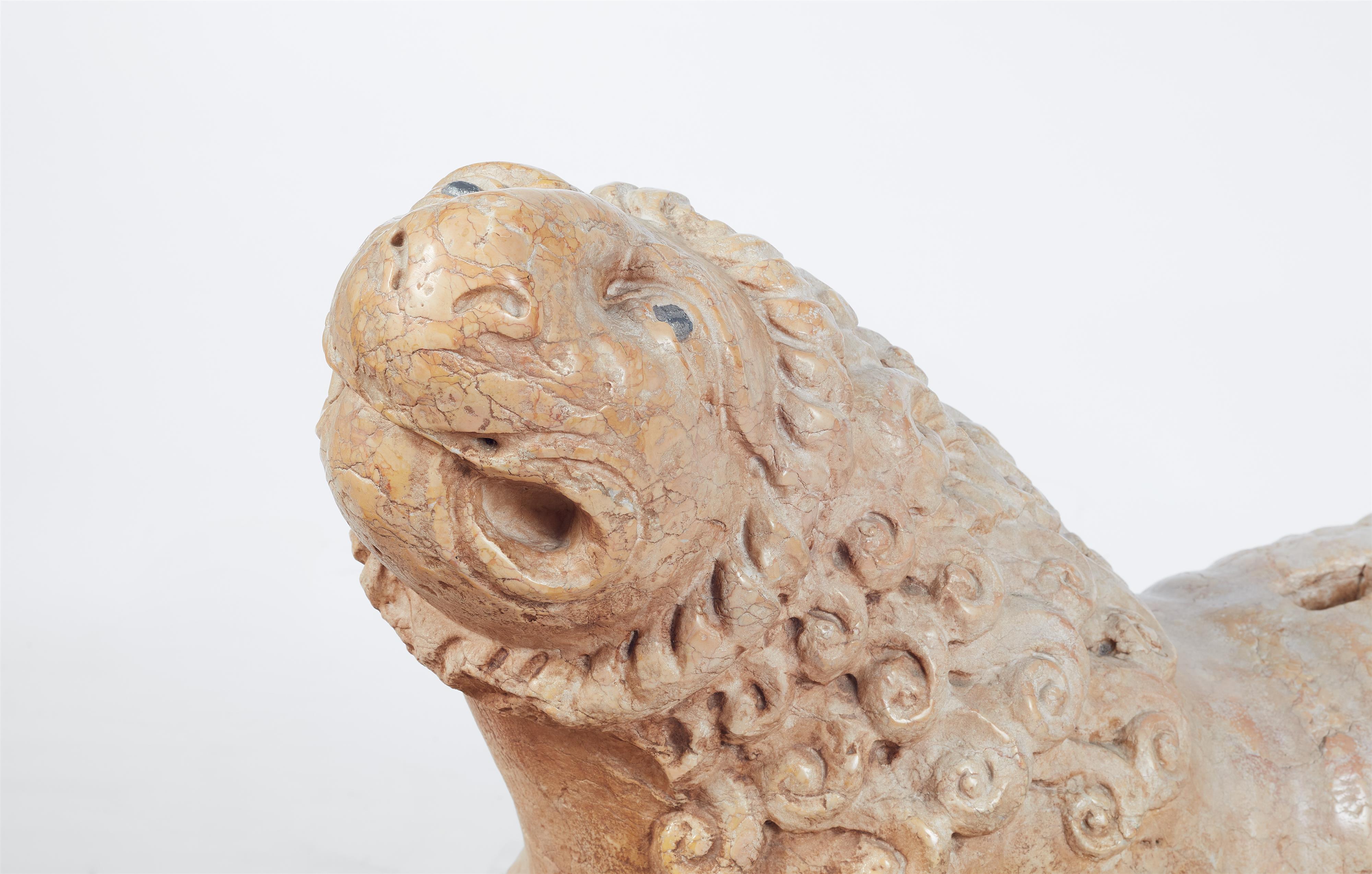 A pair of recumbent lion column bases - image-7