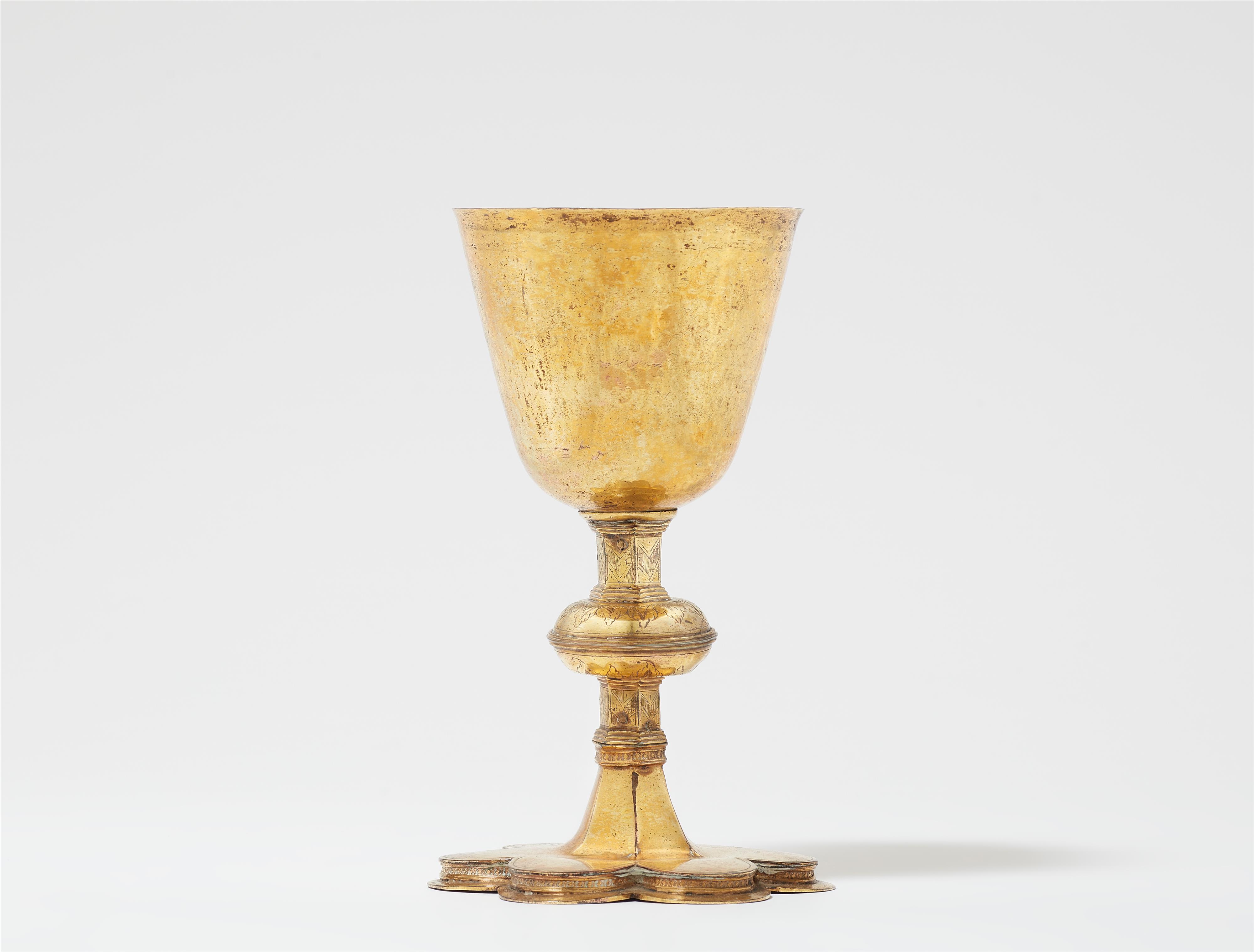 A gilded copper communion chalice - image-1