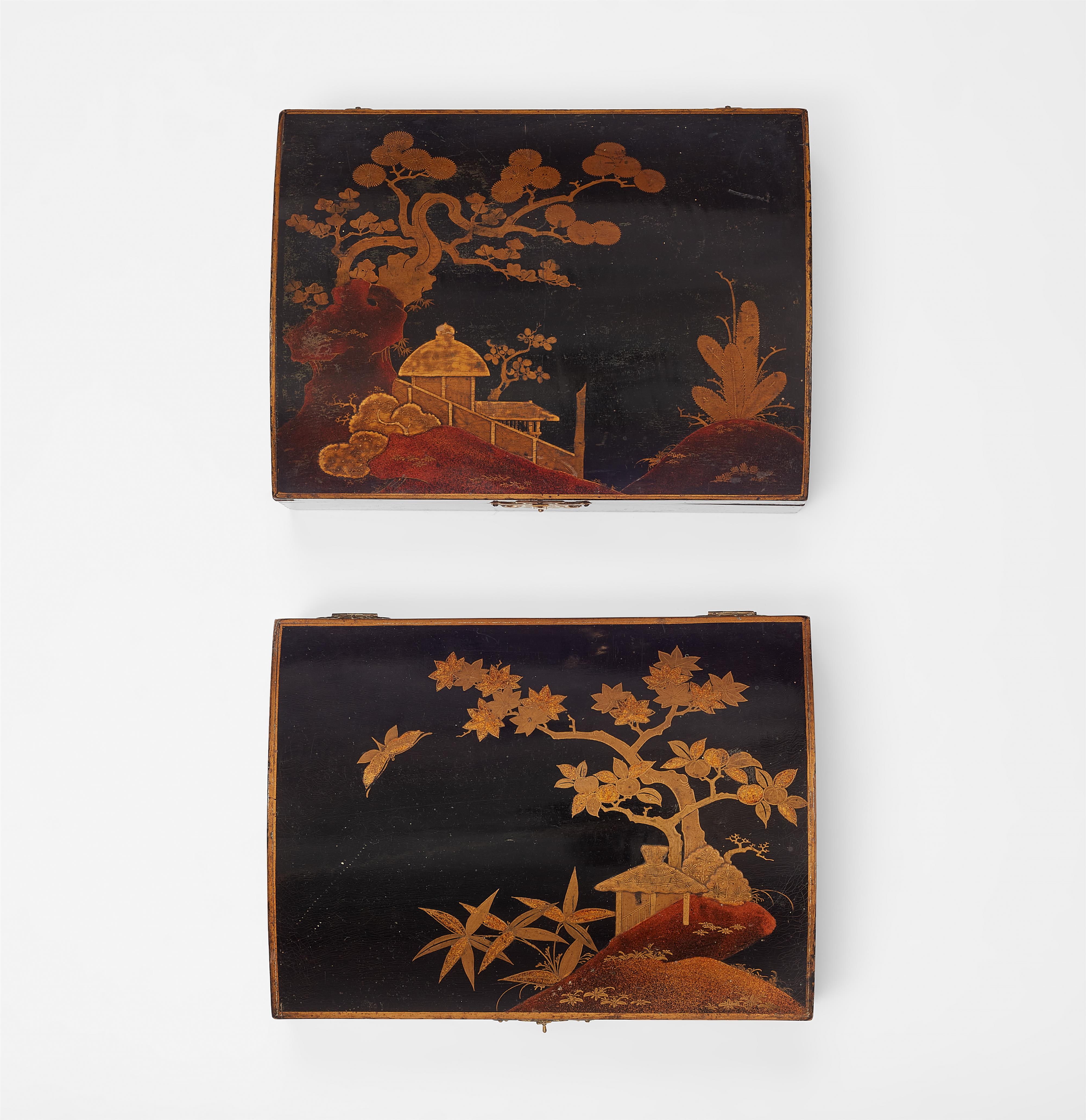 A pair of Japanese style lacquer wig cases - image-1