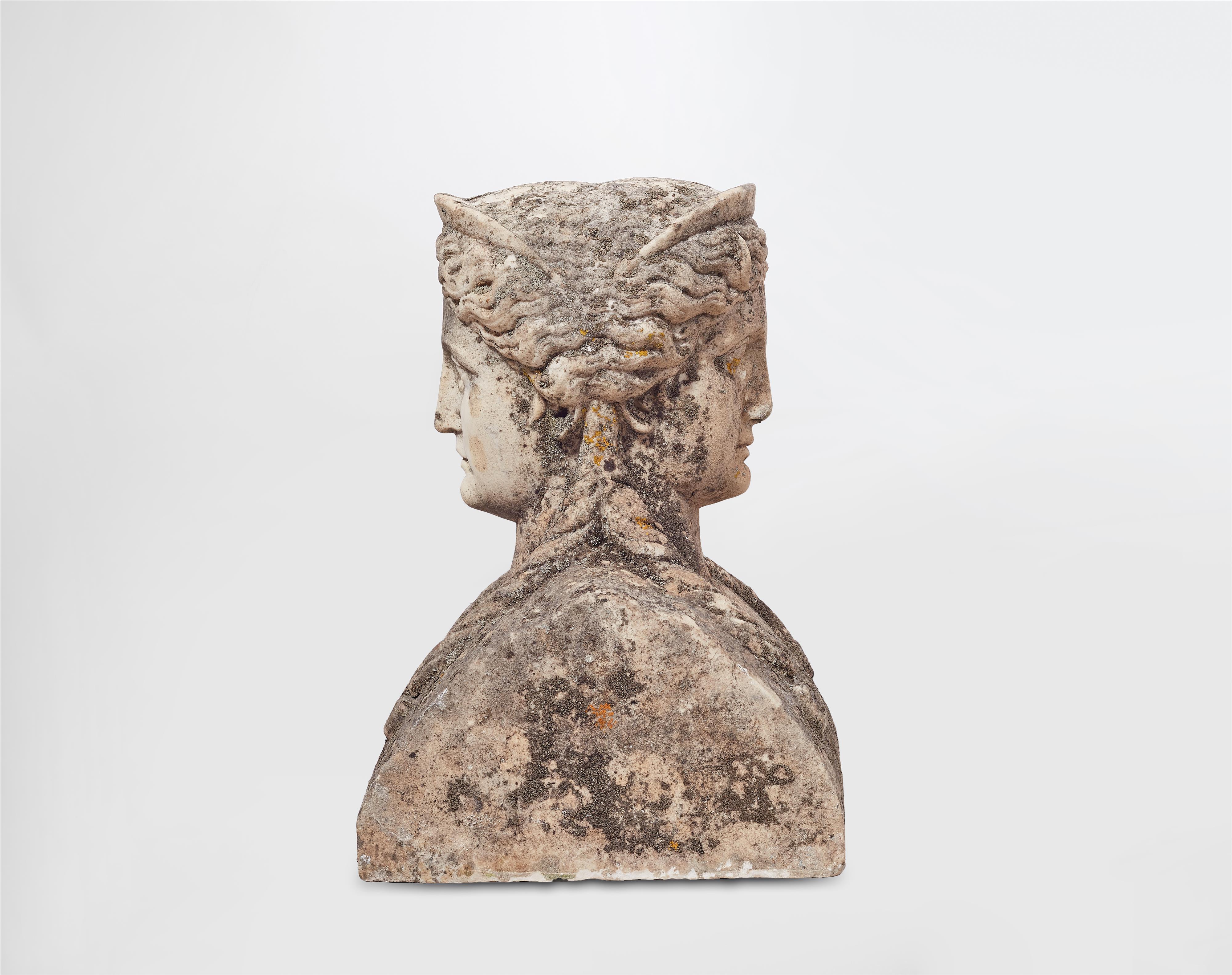 Marble bust of a double-faced caryatid - image-1