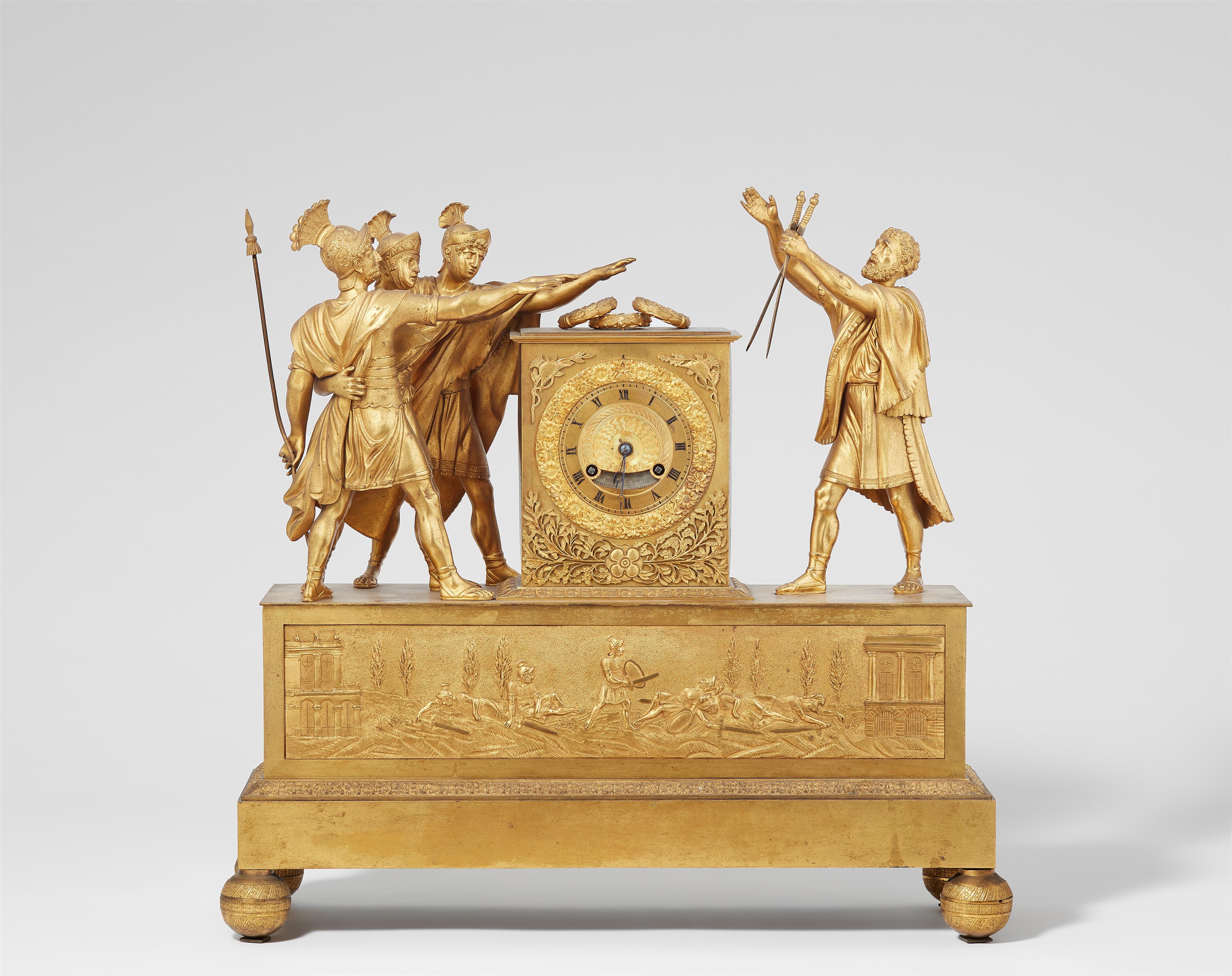 An ormolu pendulum clock with the Oath of the Horatii - image-1