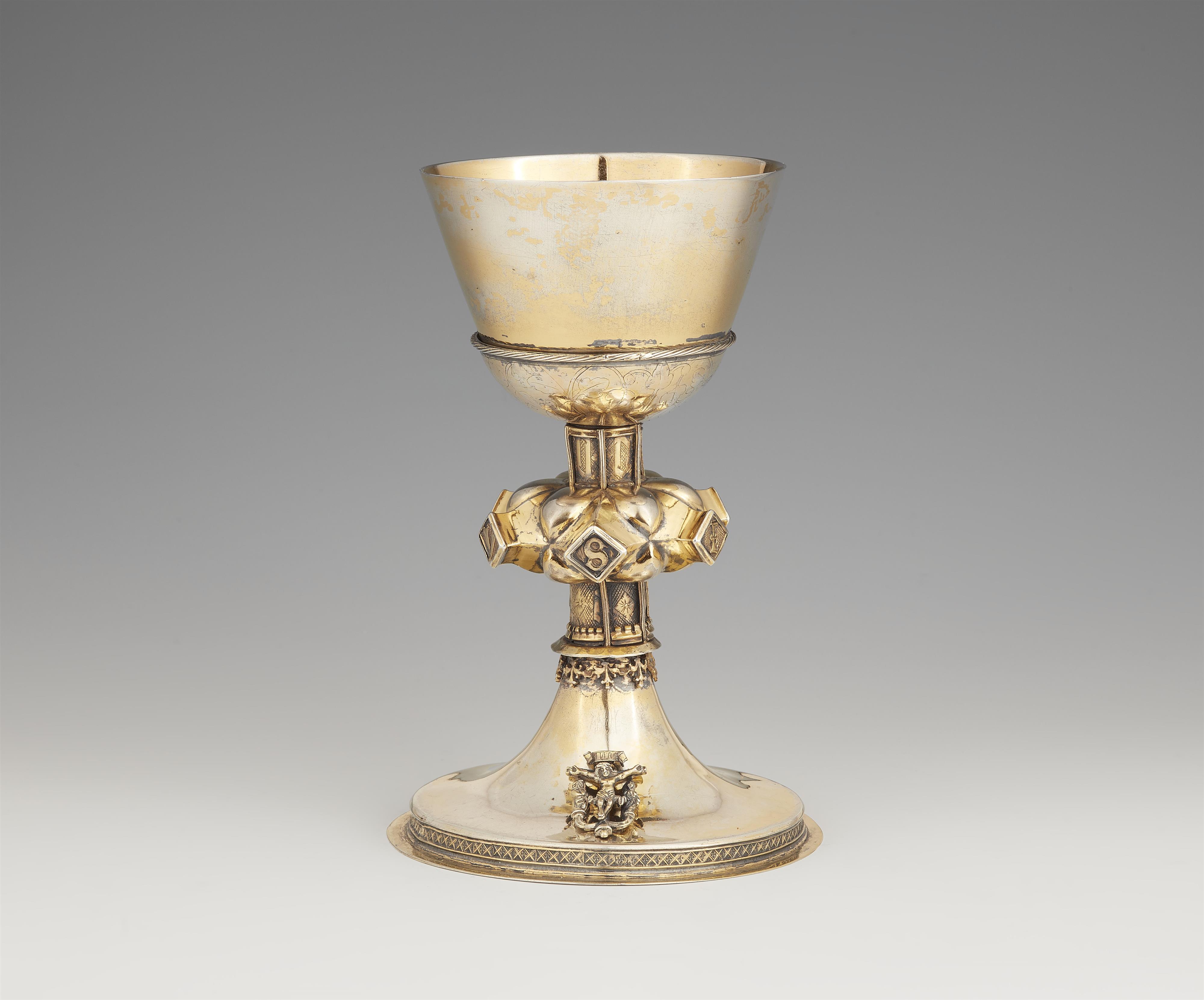 A late Gothic silver gilt communion chalice - image-1