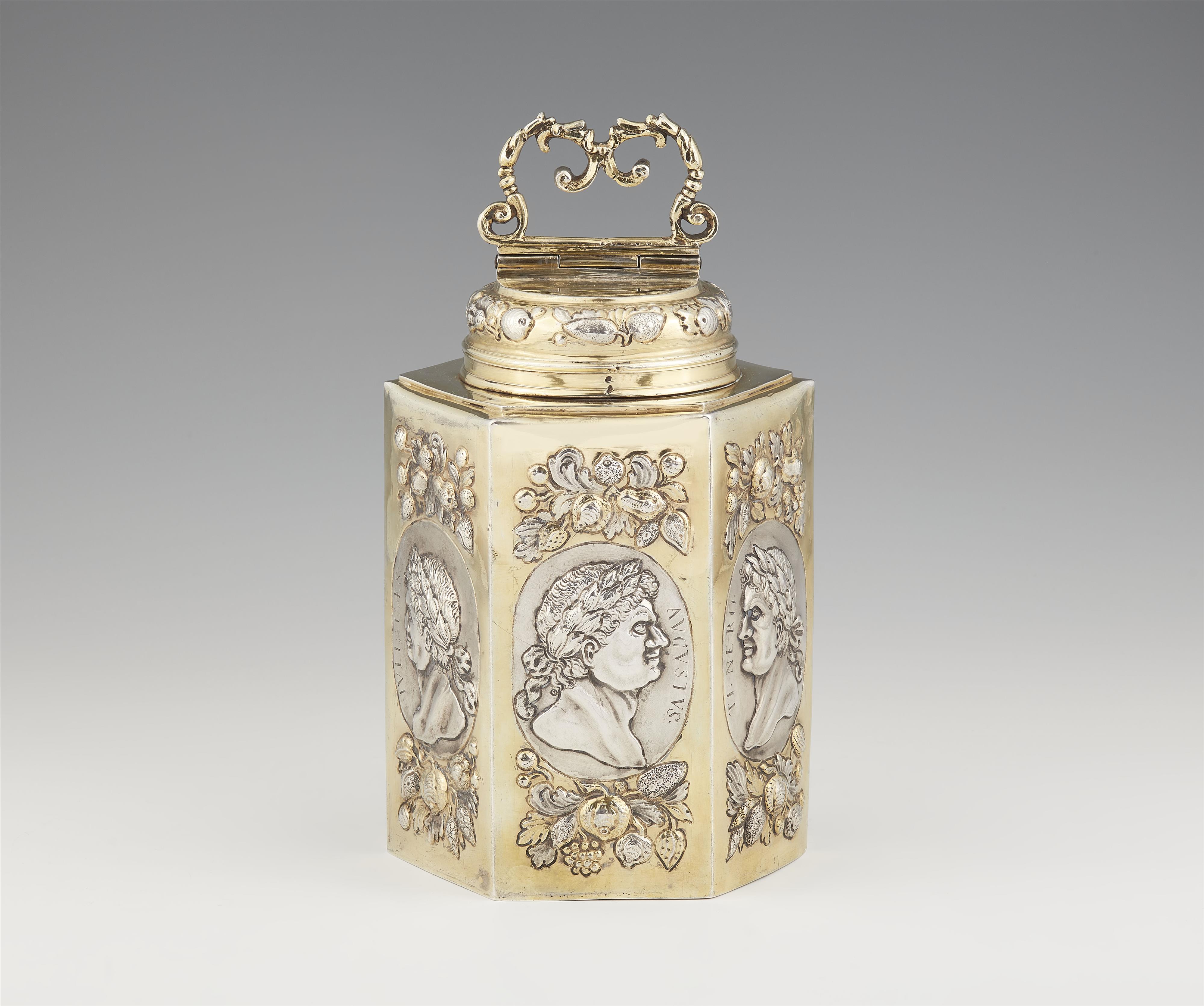 A large parcel gilt Baroque silver flask - image-1