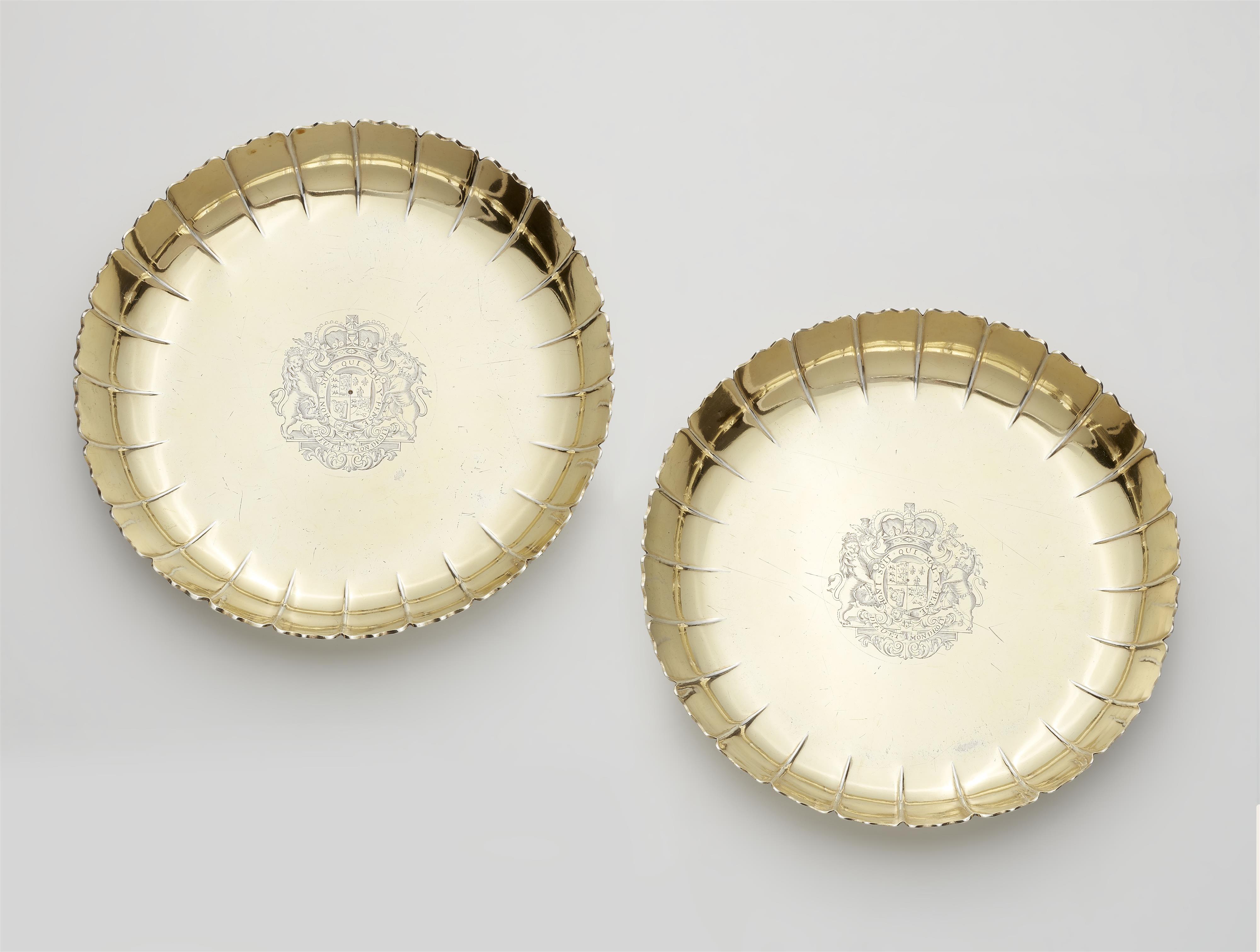 A pair of George I silver gilt strawberry dishes - image-1