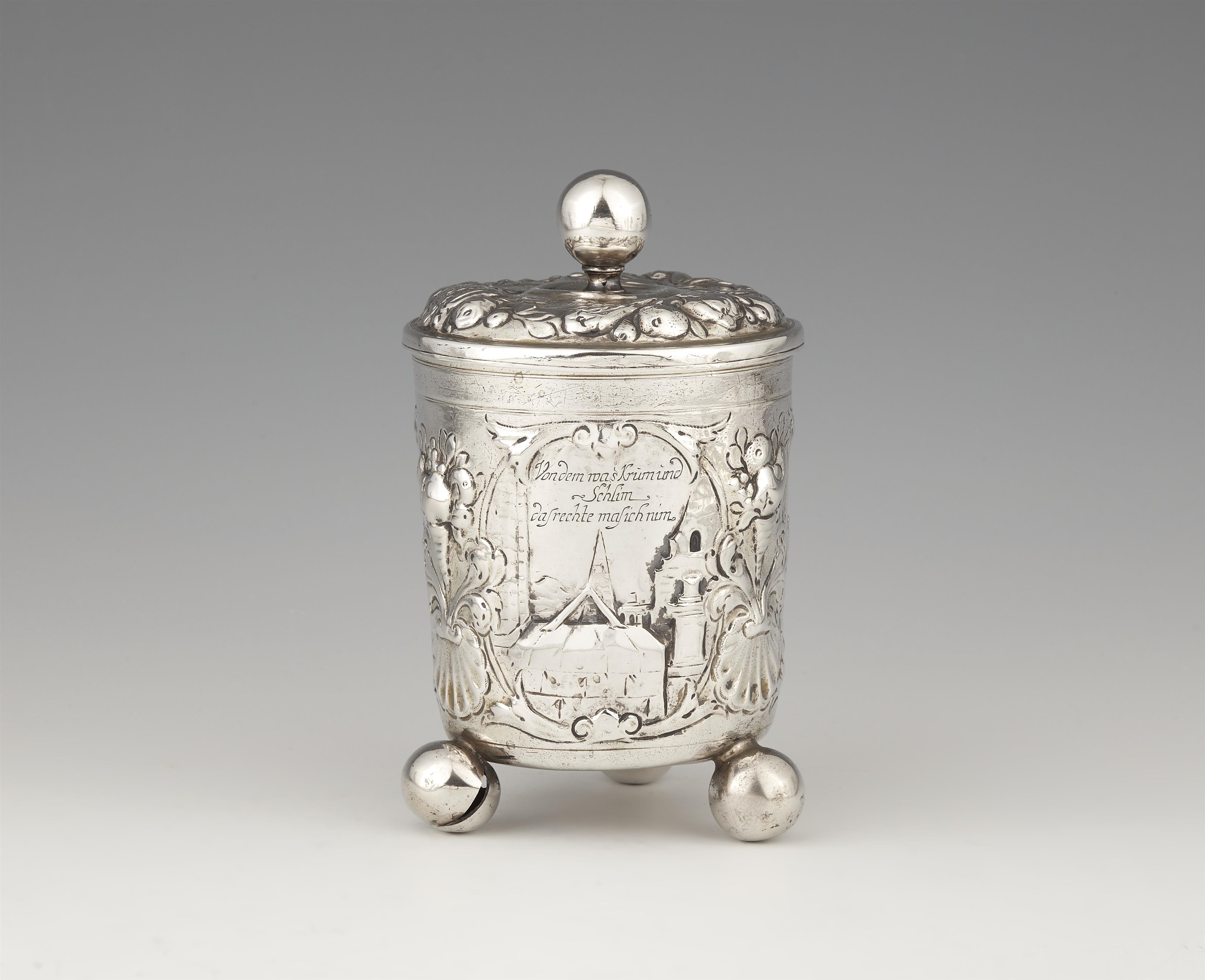 An Augsburg parcel gilt silver beaker and cover - image-2