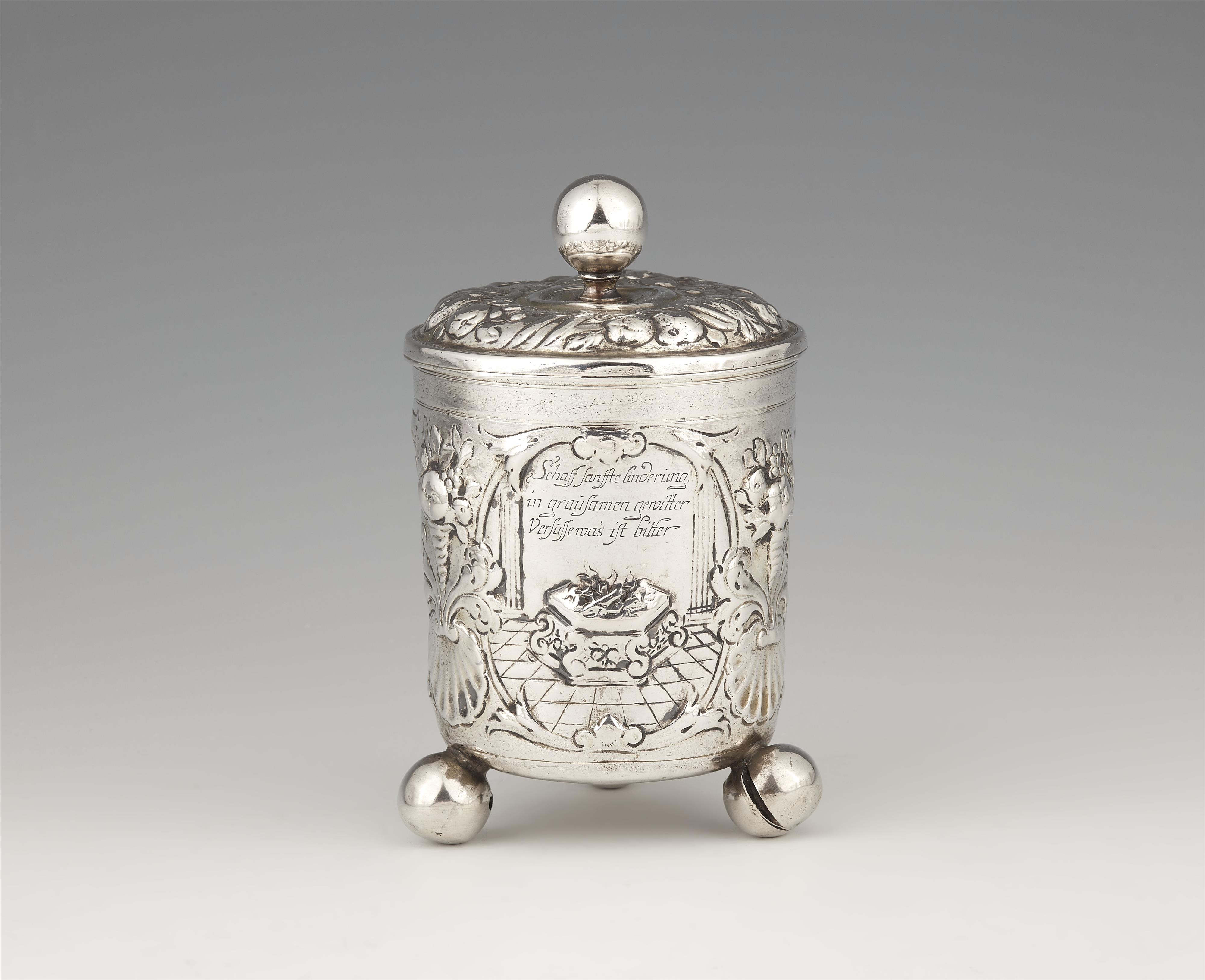 An Augsburg parcel gilt silver beaker and cover - image-3