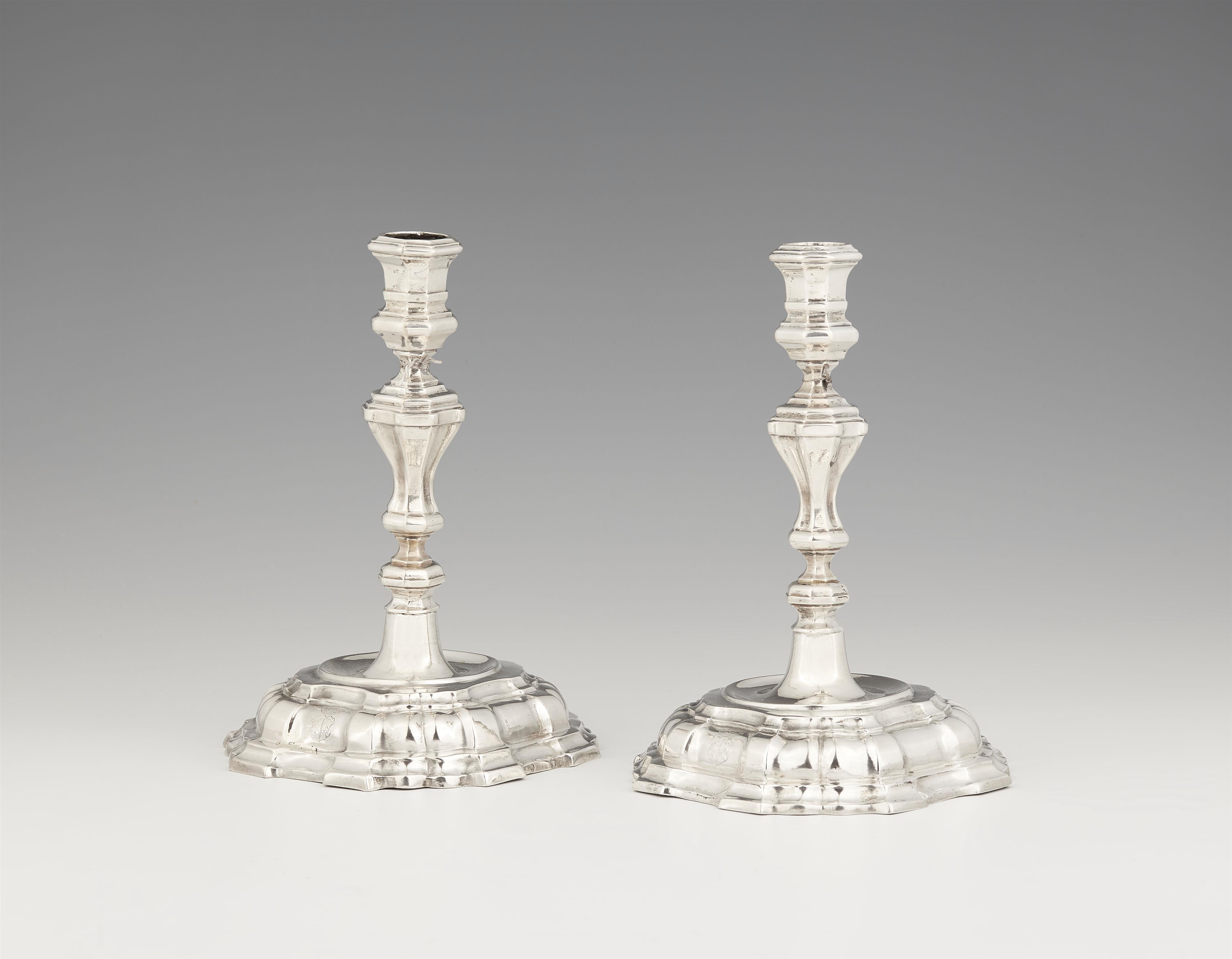 A pair of Augsburg silver candlesticks - image-1