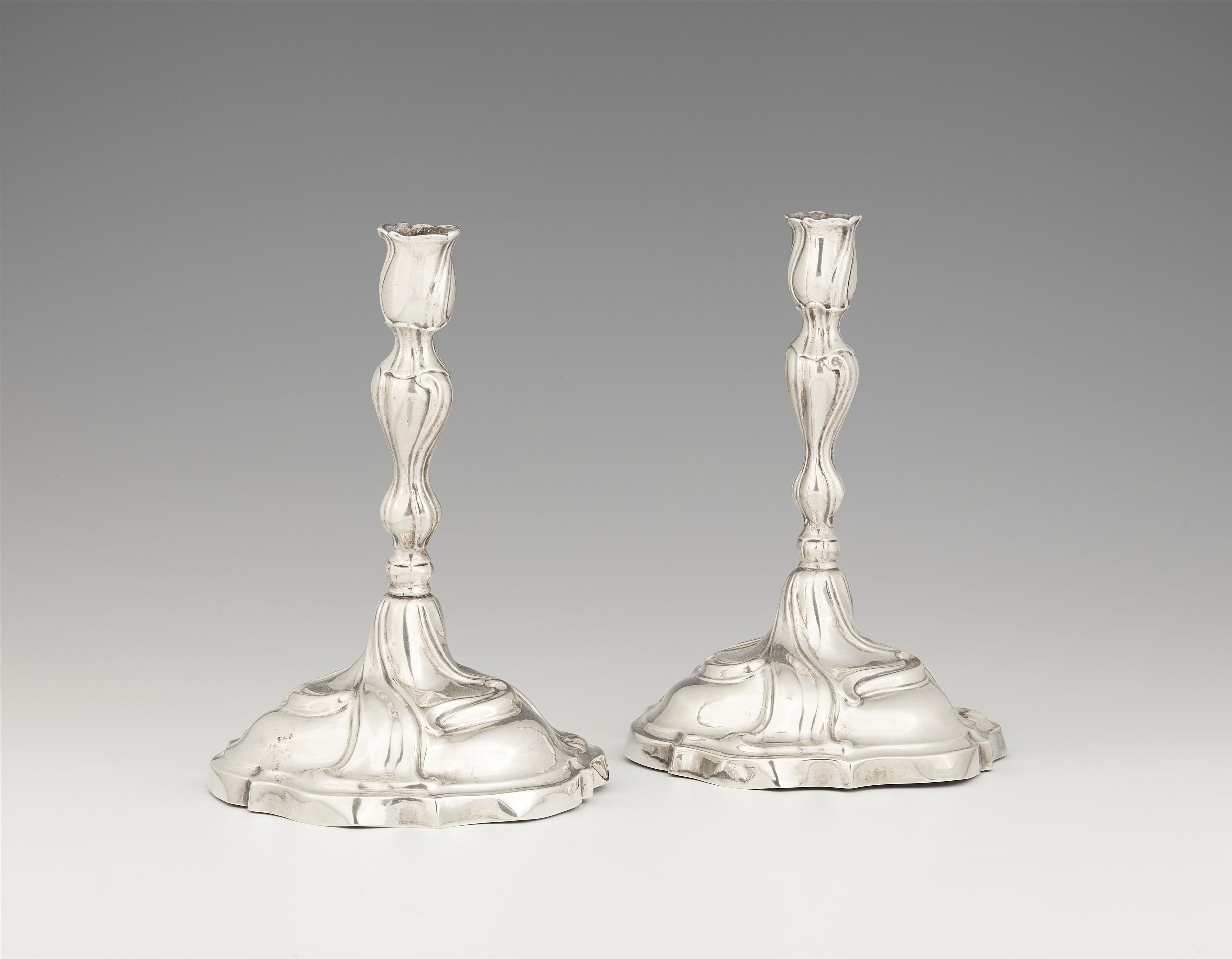 A pair of Augsburg silver candlesticks - image-1