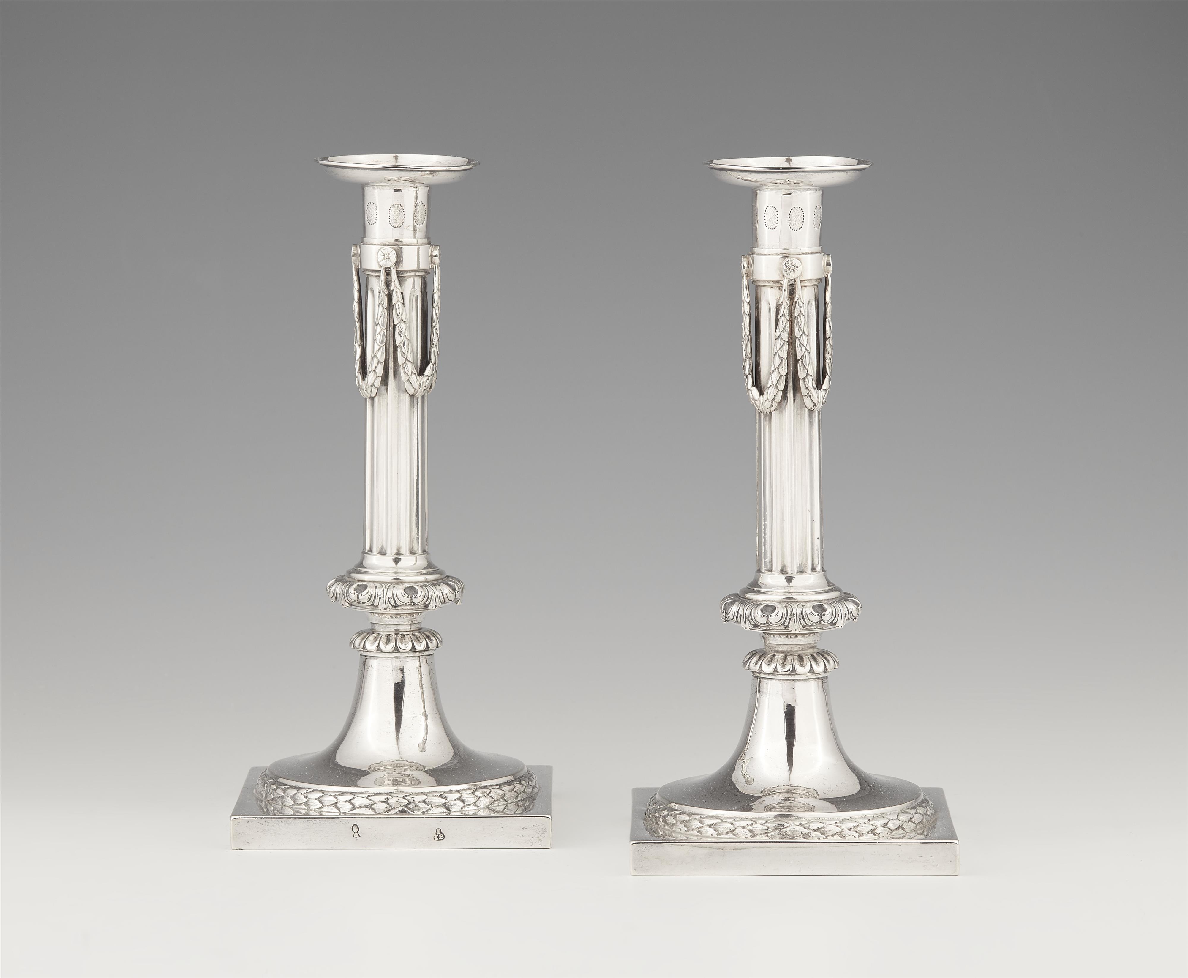 A pair of Augsburg Louis XVI silver candlesticks - image-1