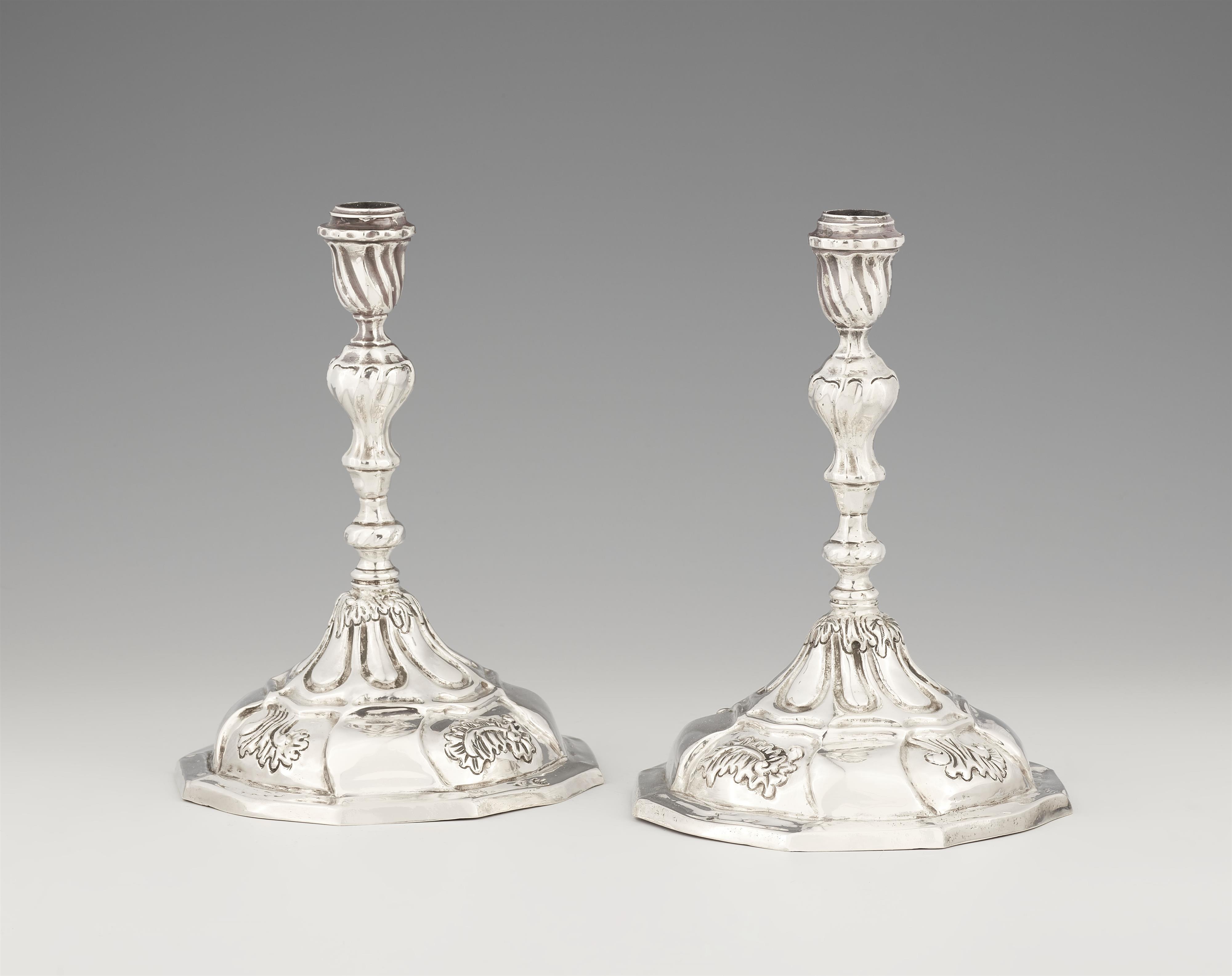 A pair of Hamburg Rococo silver candlesticks - image-1