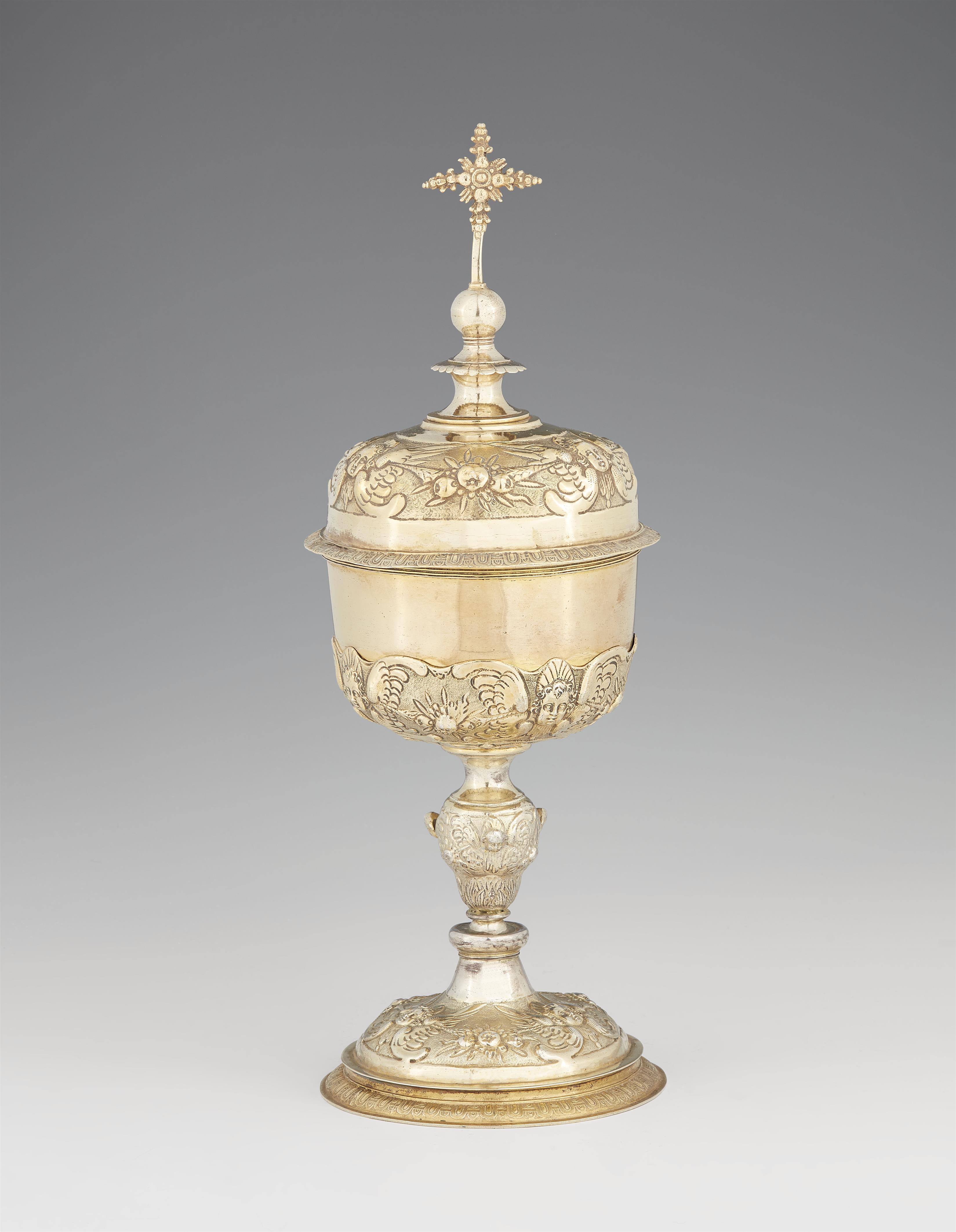 A large Bruges silver gilt ciborium - image-1