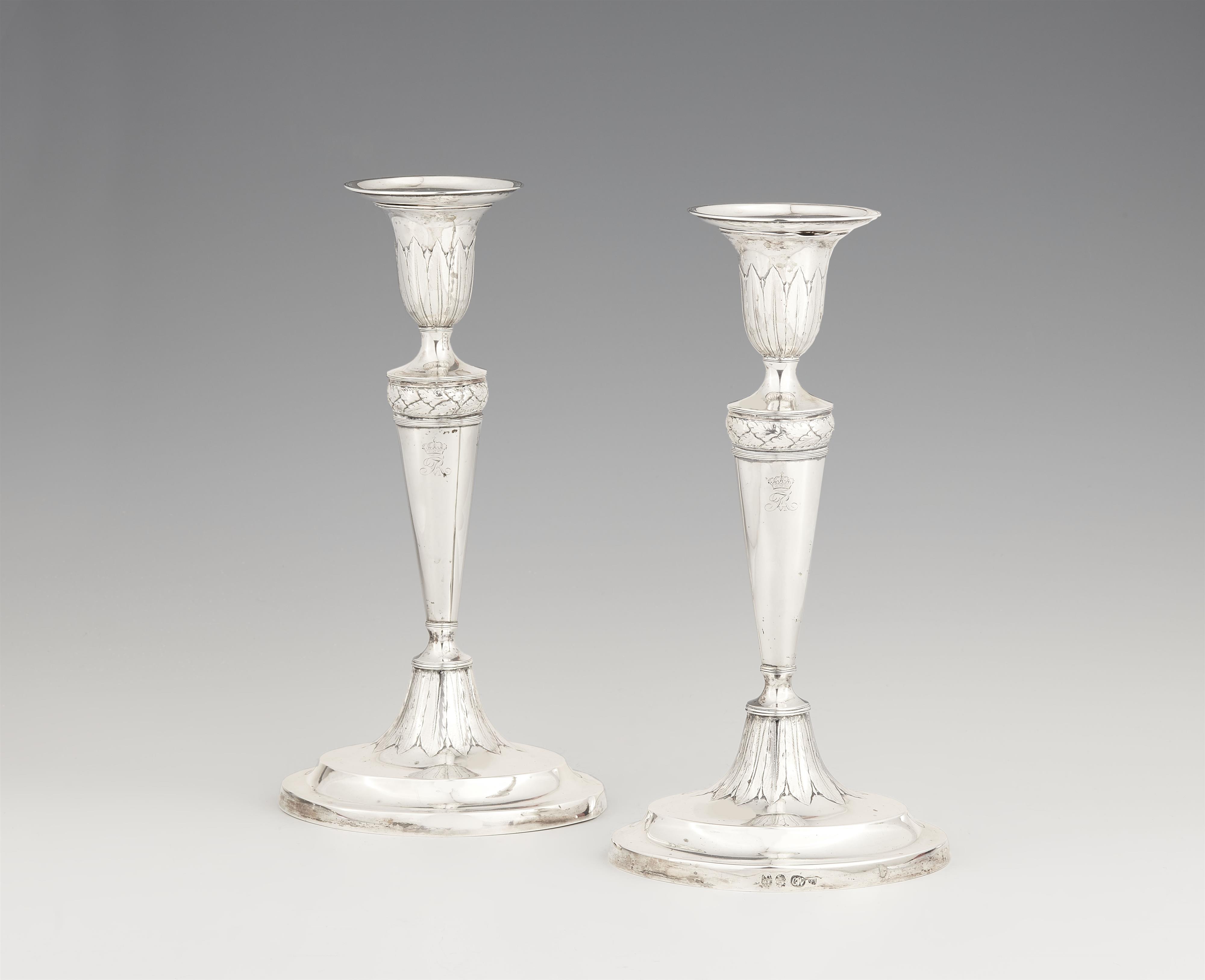 A pair of silver candlesticks made for King Frederik VI of Denmark and Norway - image-1