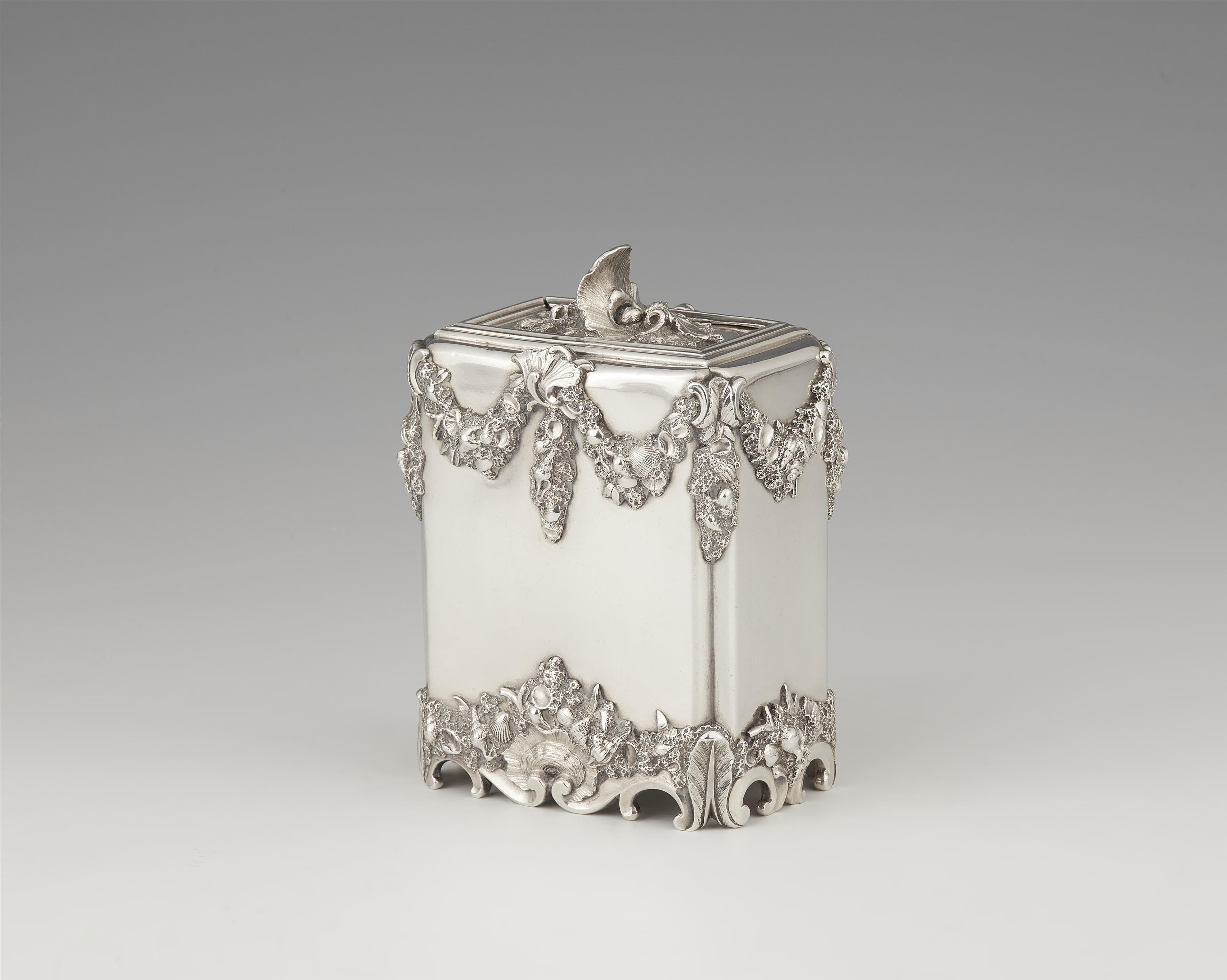 An unusual George II silver tea caddy - image-1
