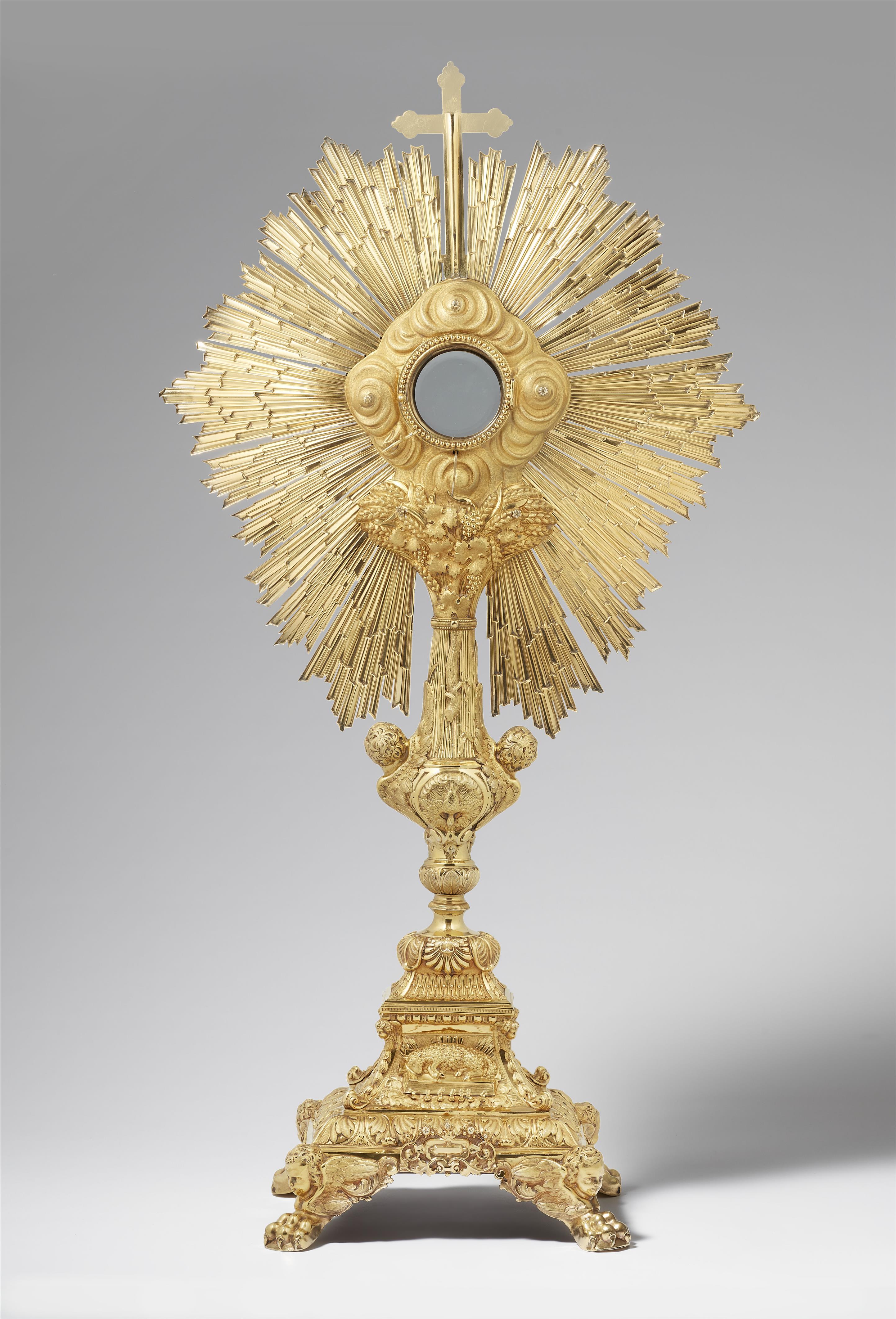 A large Neoclassical silver gilt monstrance - image-2