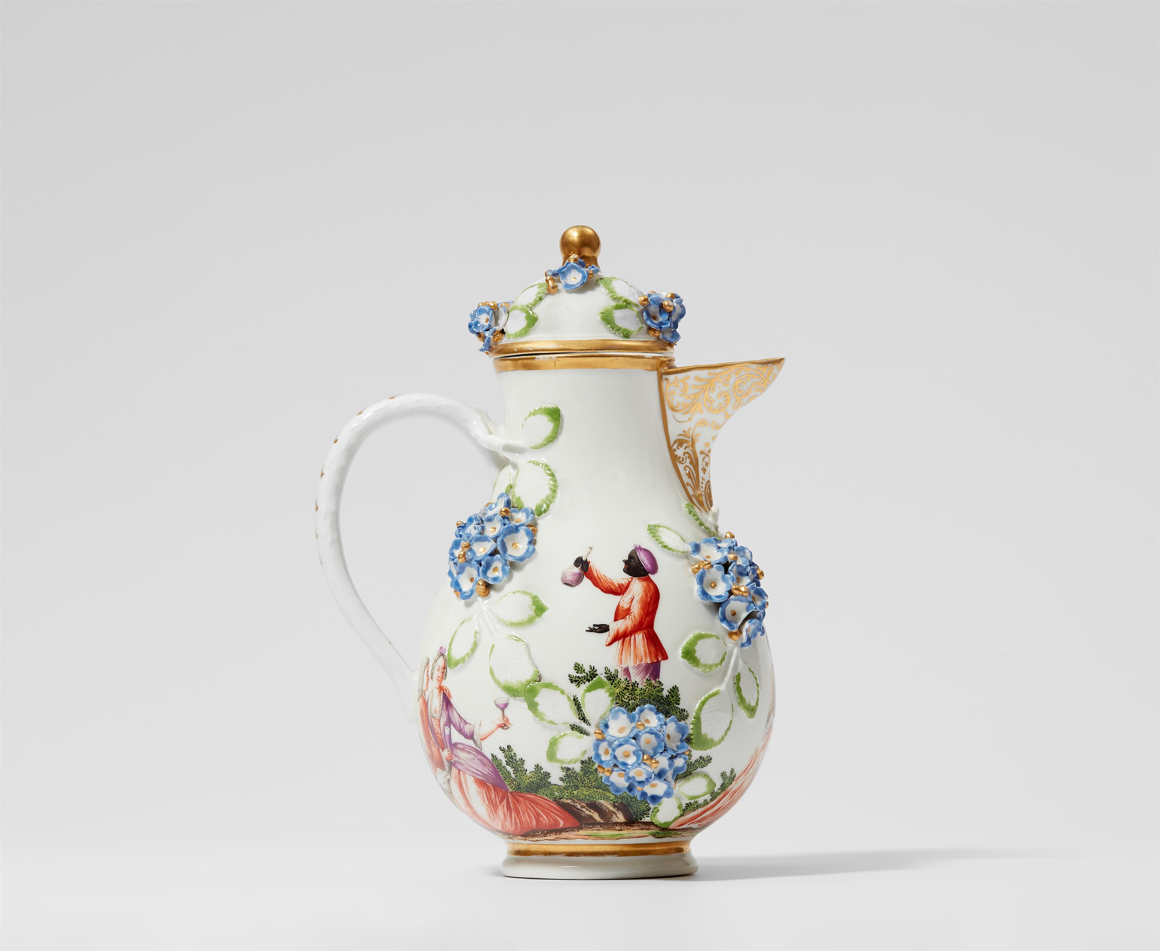 A Meissen porcelain coffee pot with hydrangea relief - image-3