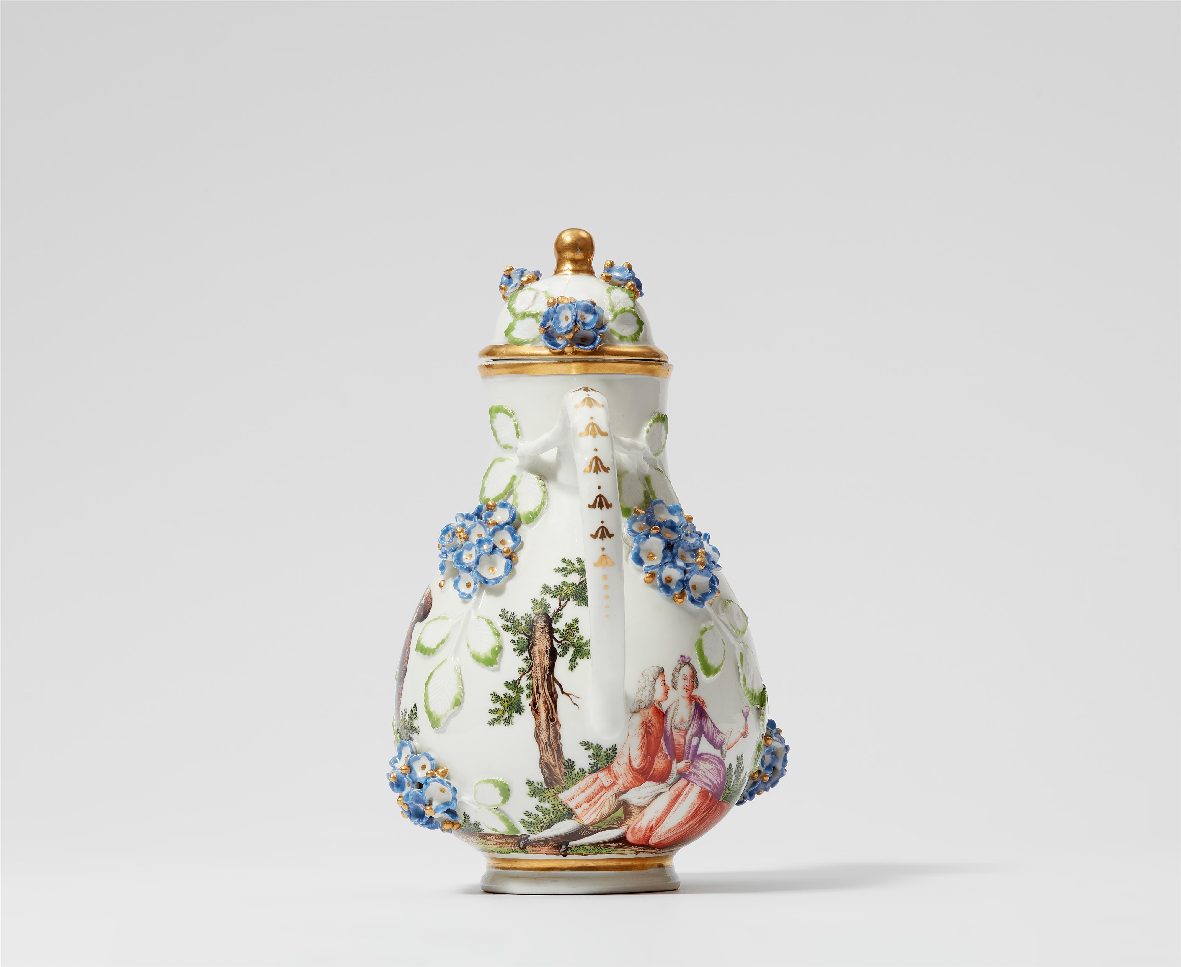 A Meissen porcelain coffee pot with hydrangea relief - image-4