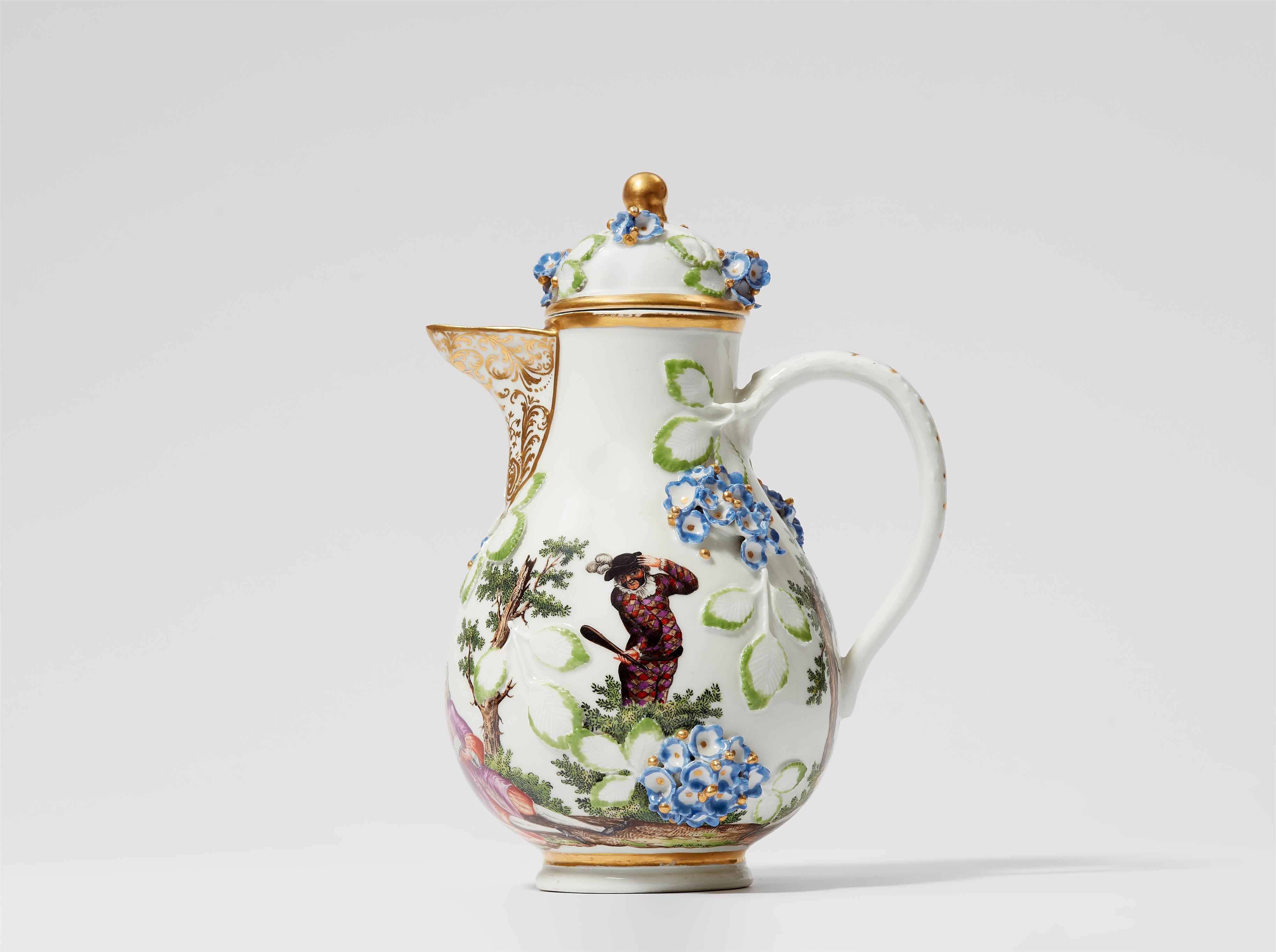 A Meissen porcelain coffee pot with hydrangea relief - image-1