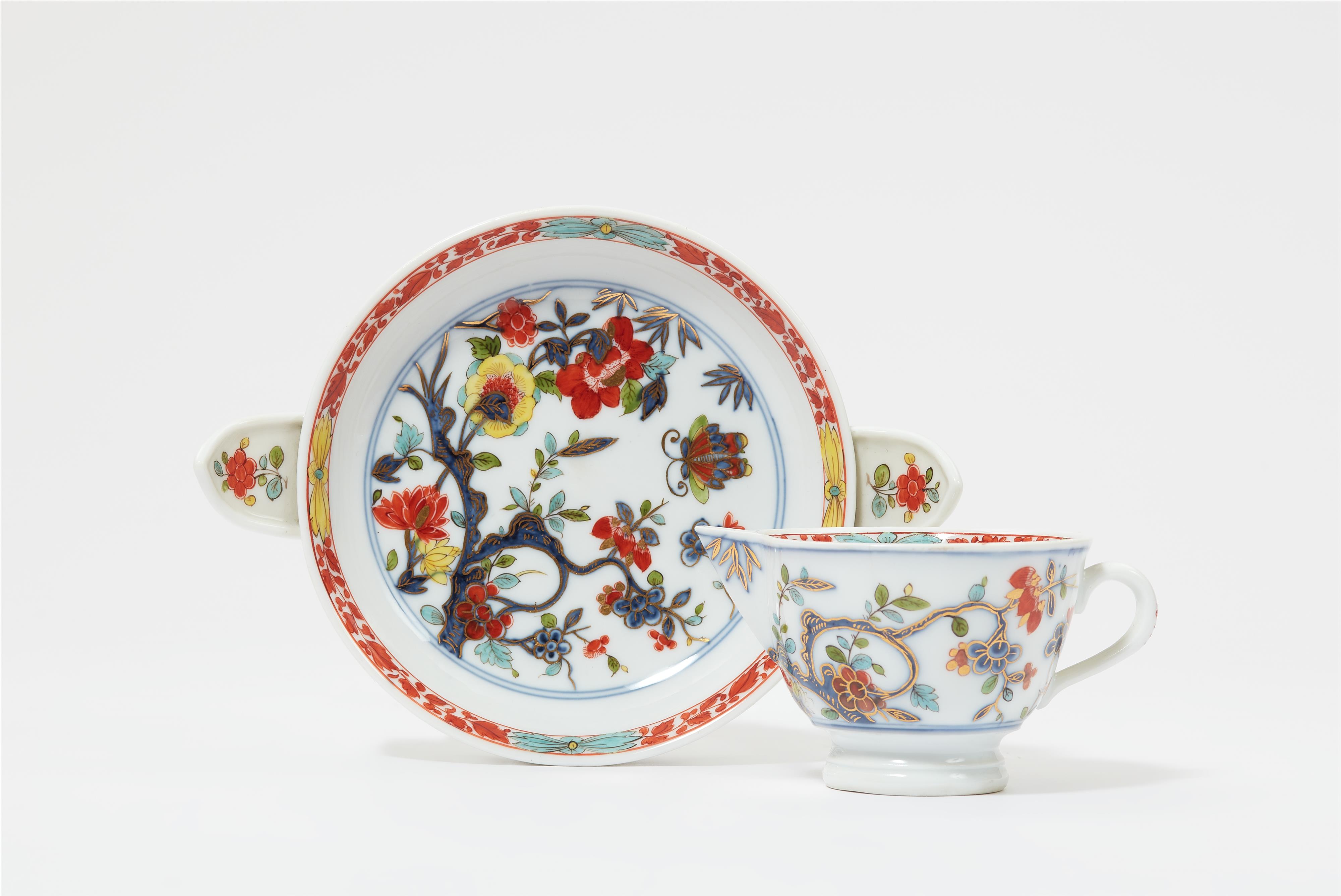 A Meissen porcelain cup and saucer with Imari style decor - image-1