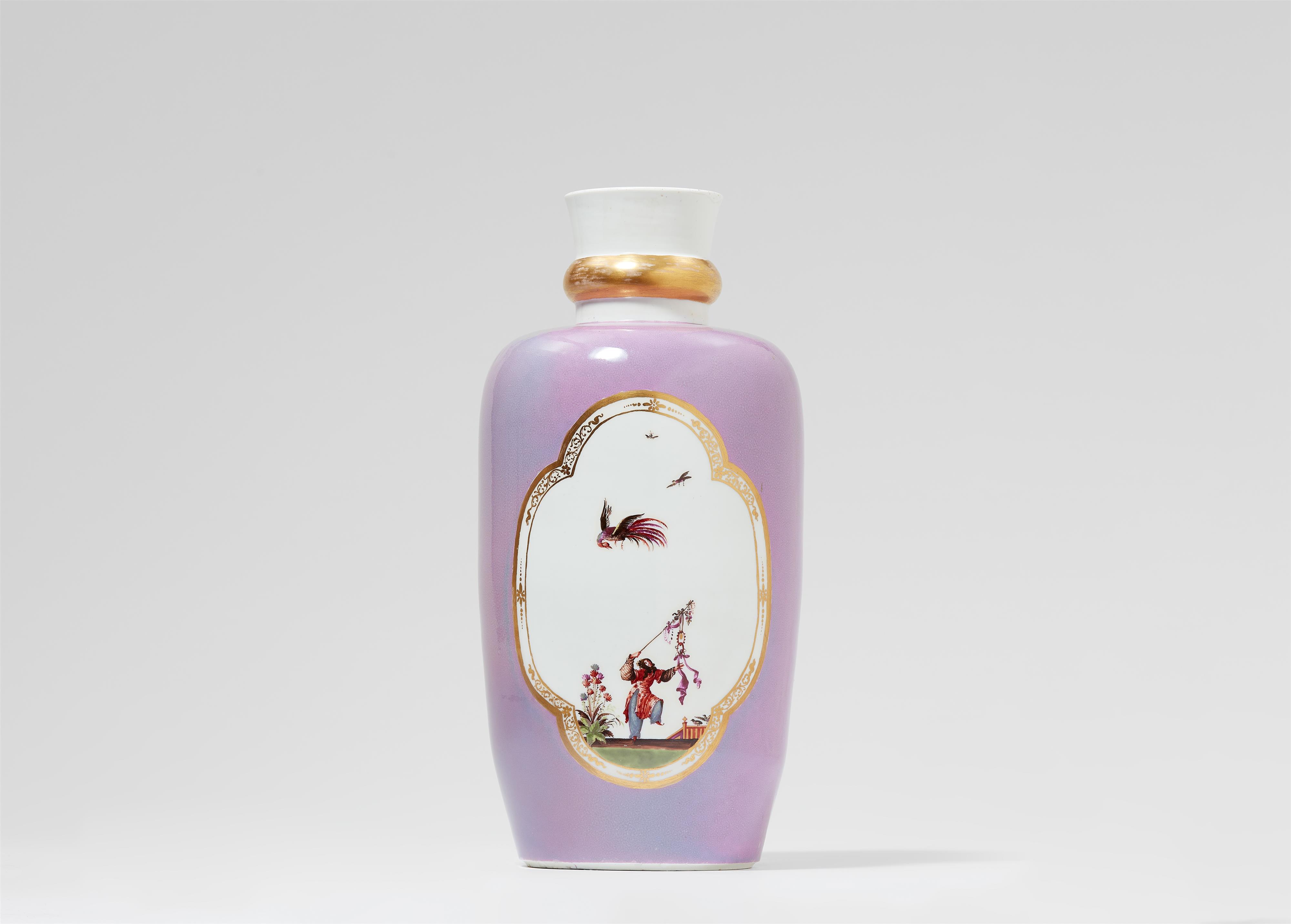 A Meissen porcelain Augustus Rex vase with lilac ground - image-1