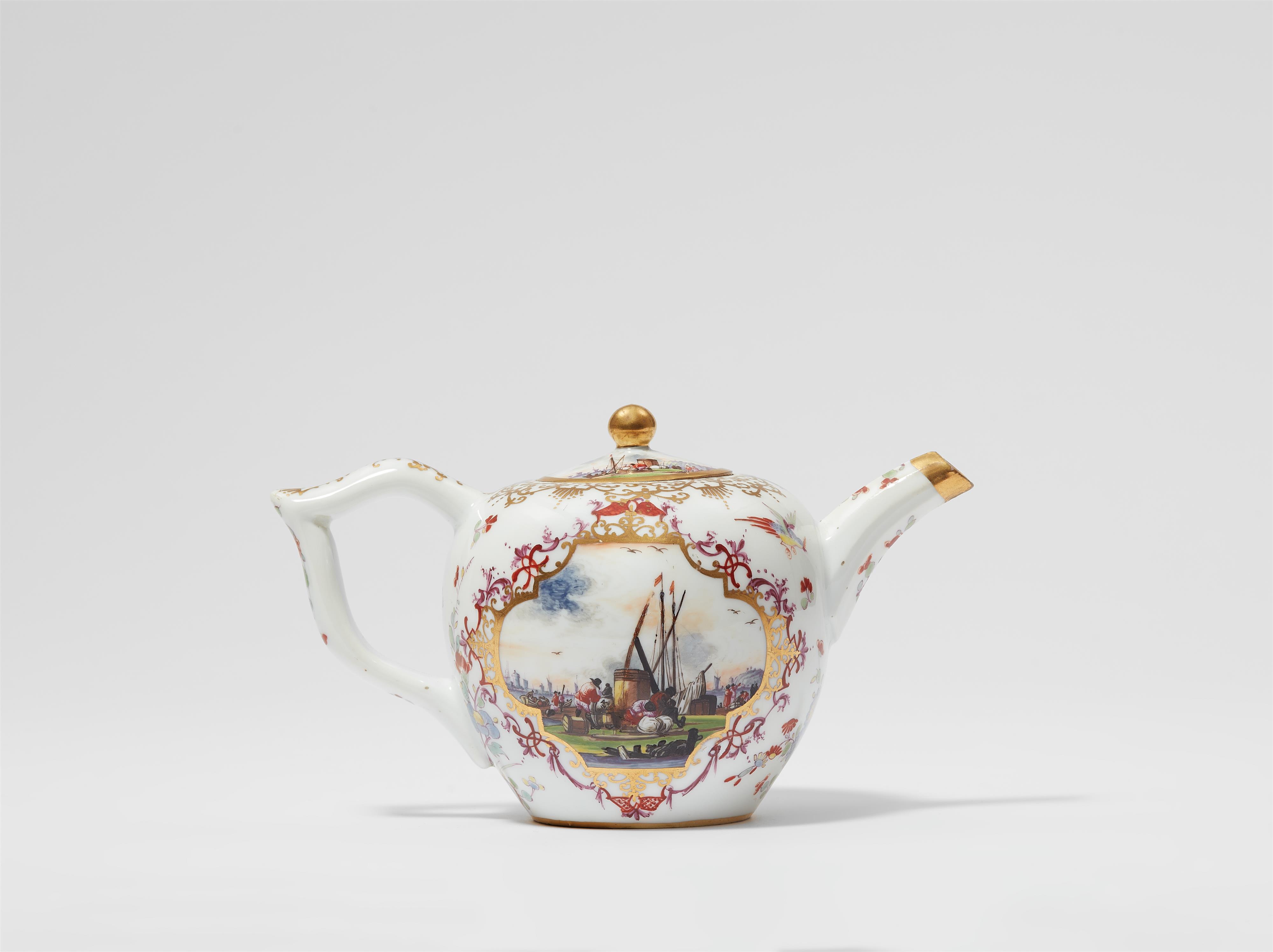 A Meissen porcelain teapot with merchant navy scenes - image-2