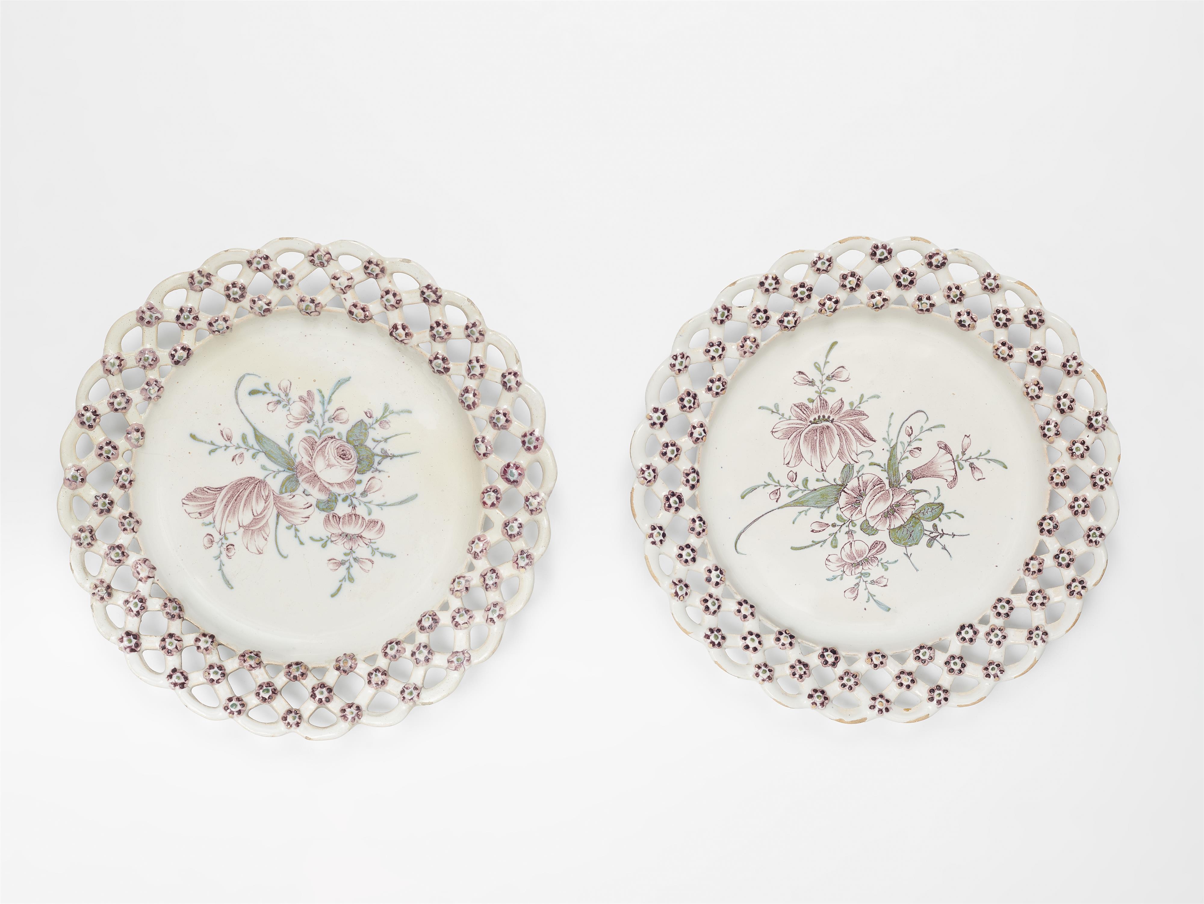 Two Magdeburg faience plates with pierced rims - image-1