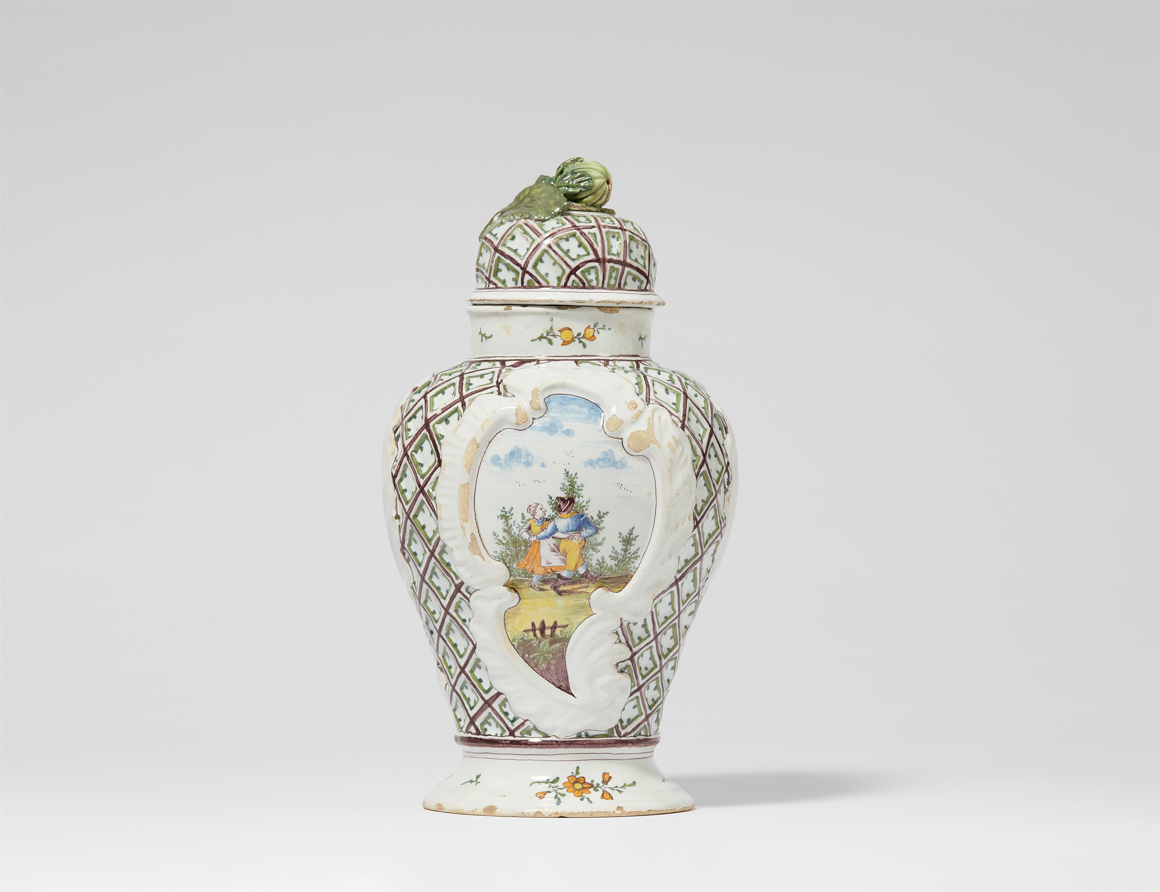 A Magdeburg faience vase and cover - image-1