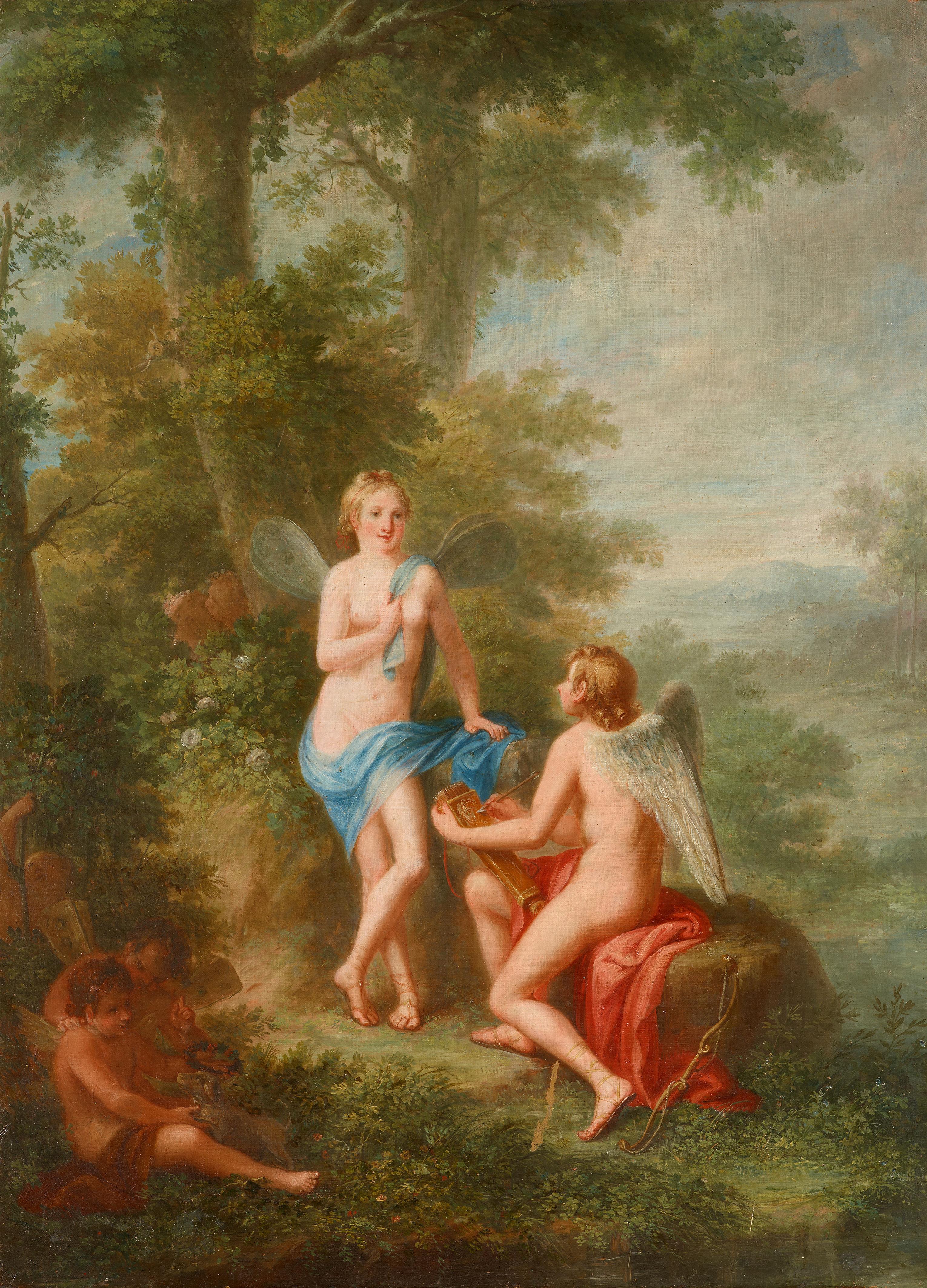 French School, 2nd half 18th century - Cupid and Psyche
Diana and Actaeon - image-1