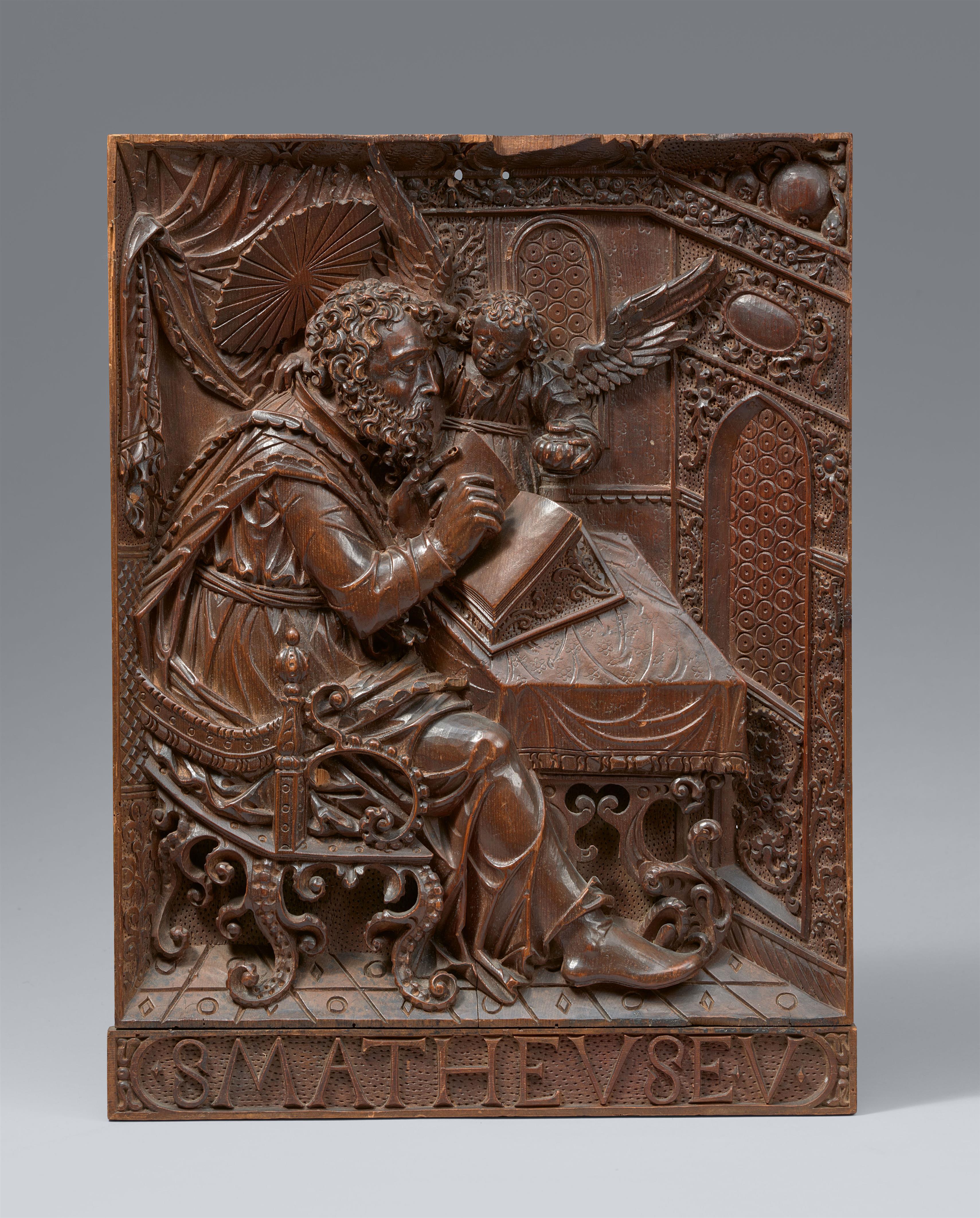 Bavaria 1st quarter 17th century - A carved wood relief of St Matthew, Bavaria, 1st quarter 17th century - image-1