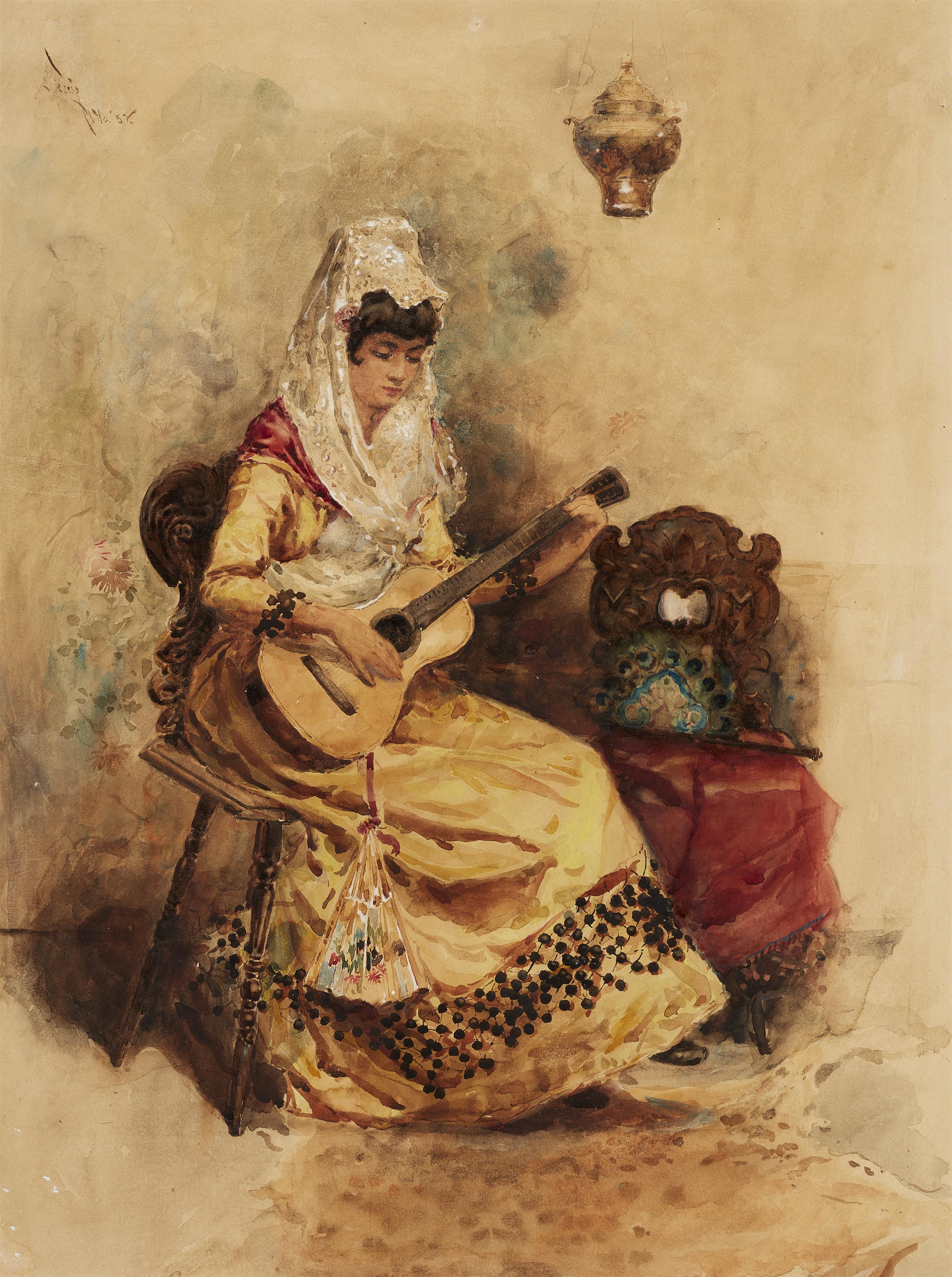 Italian or Spanish School 19th century - Guitar player - image-1