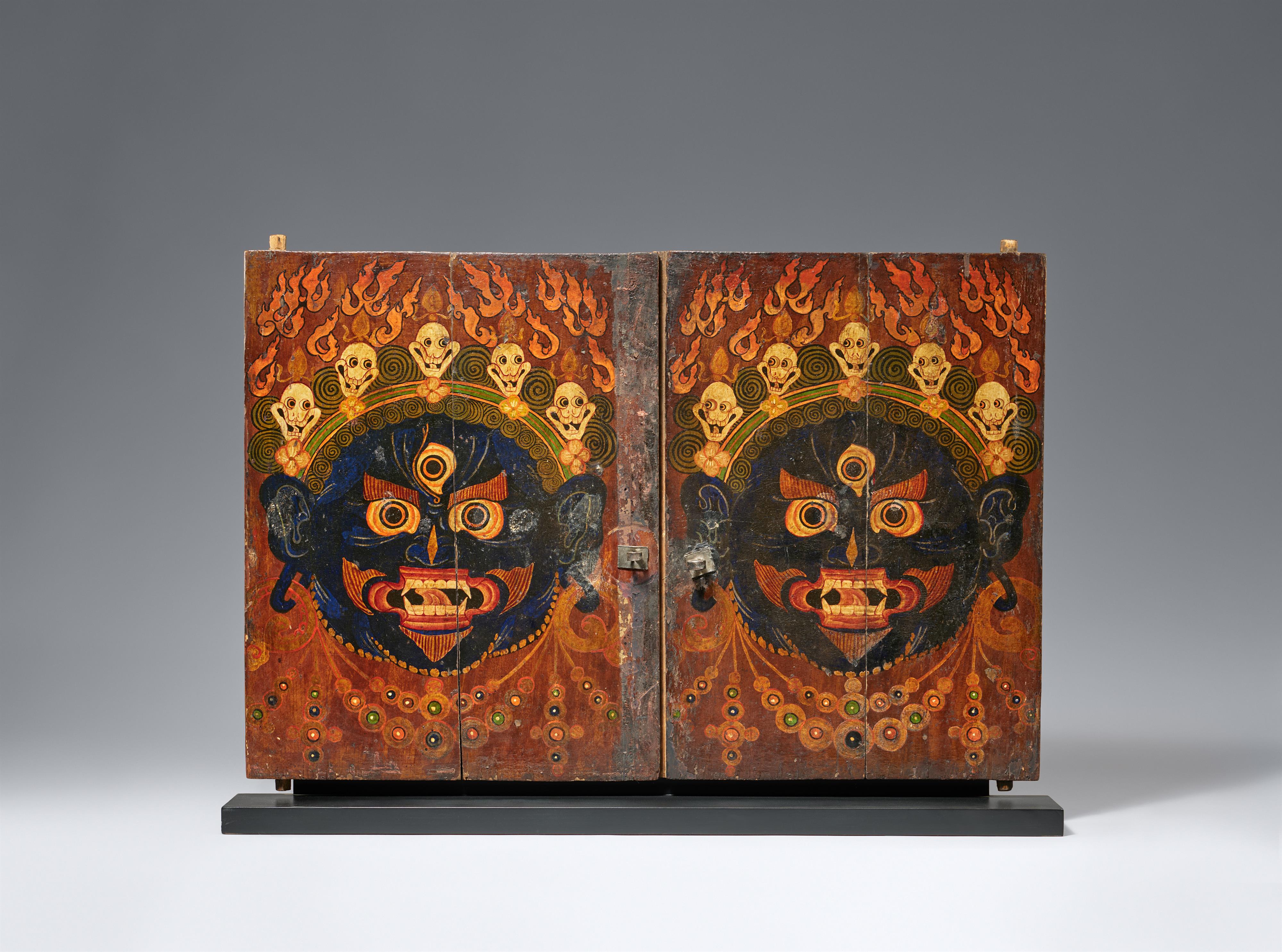 A pair of Tibetan wooden Torgam shrine-doors. Second half 19th century - image-1