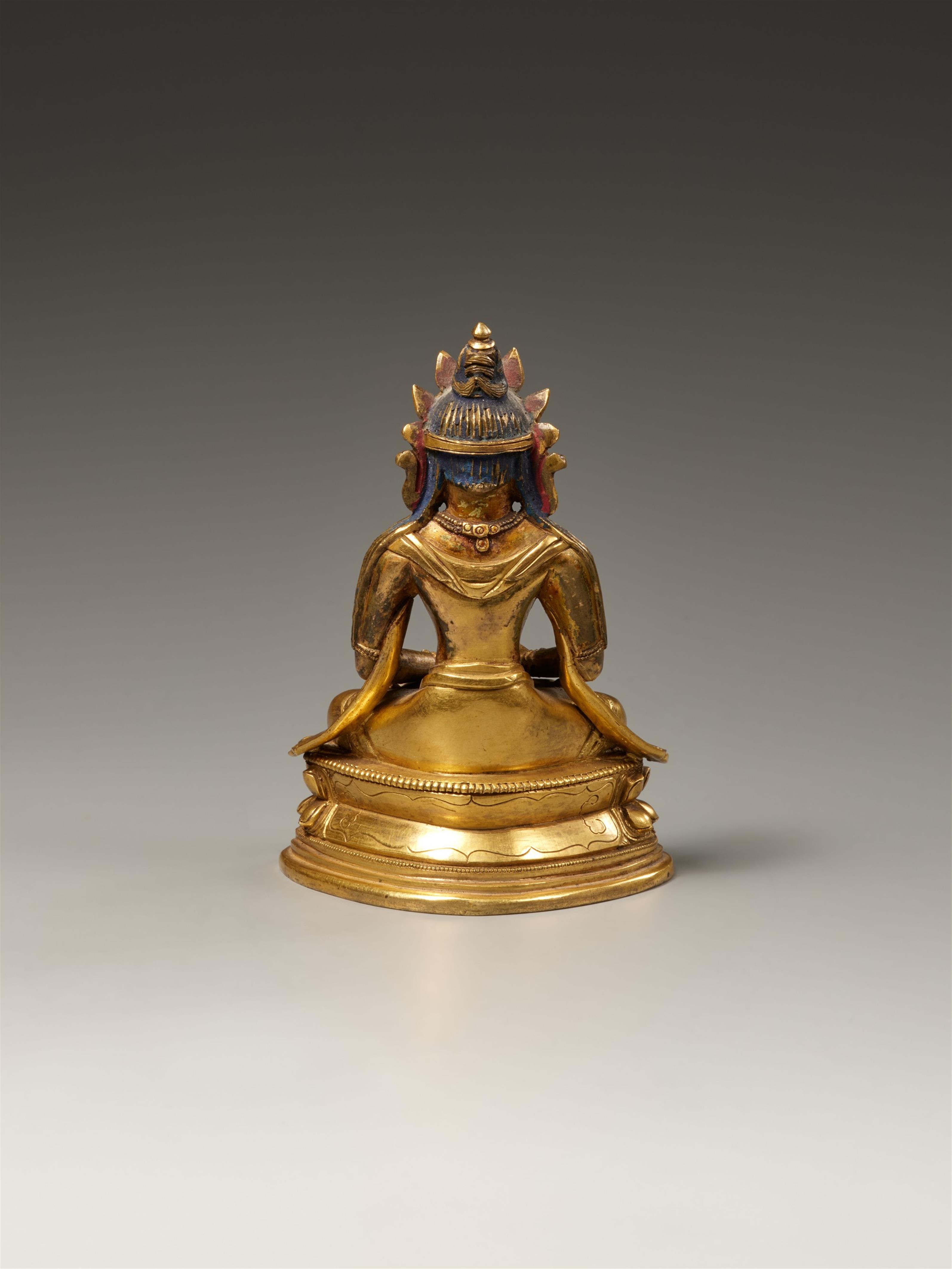 A sino-tibetan fire-gilt bronze of a Buddha Amitayus. 19th century - image-2