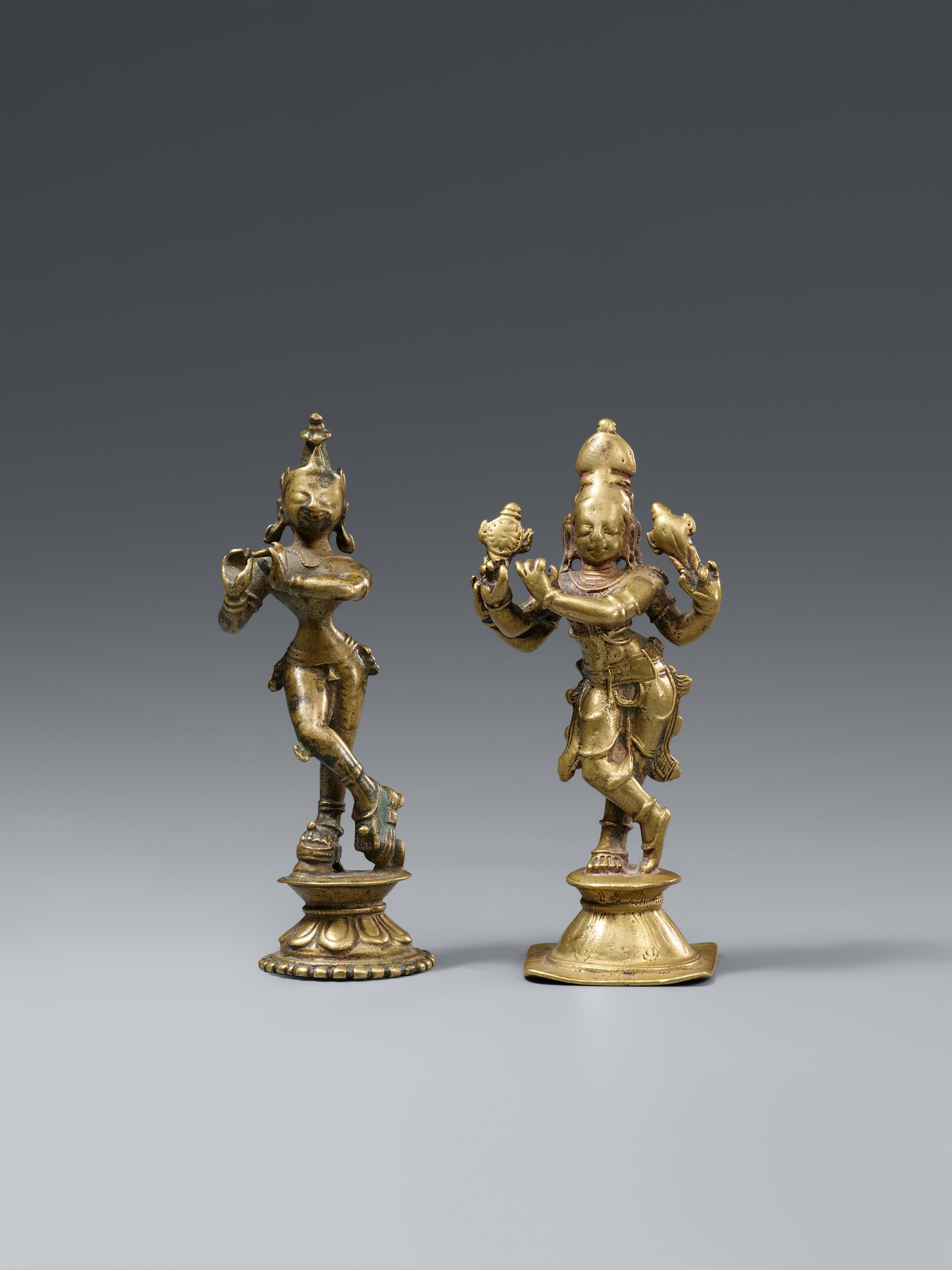 Zwei Figuren des Venugopala. Gelbguss. 18. Jh. oder später - image-1