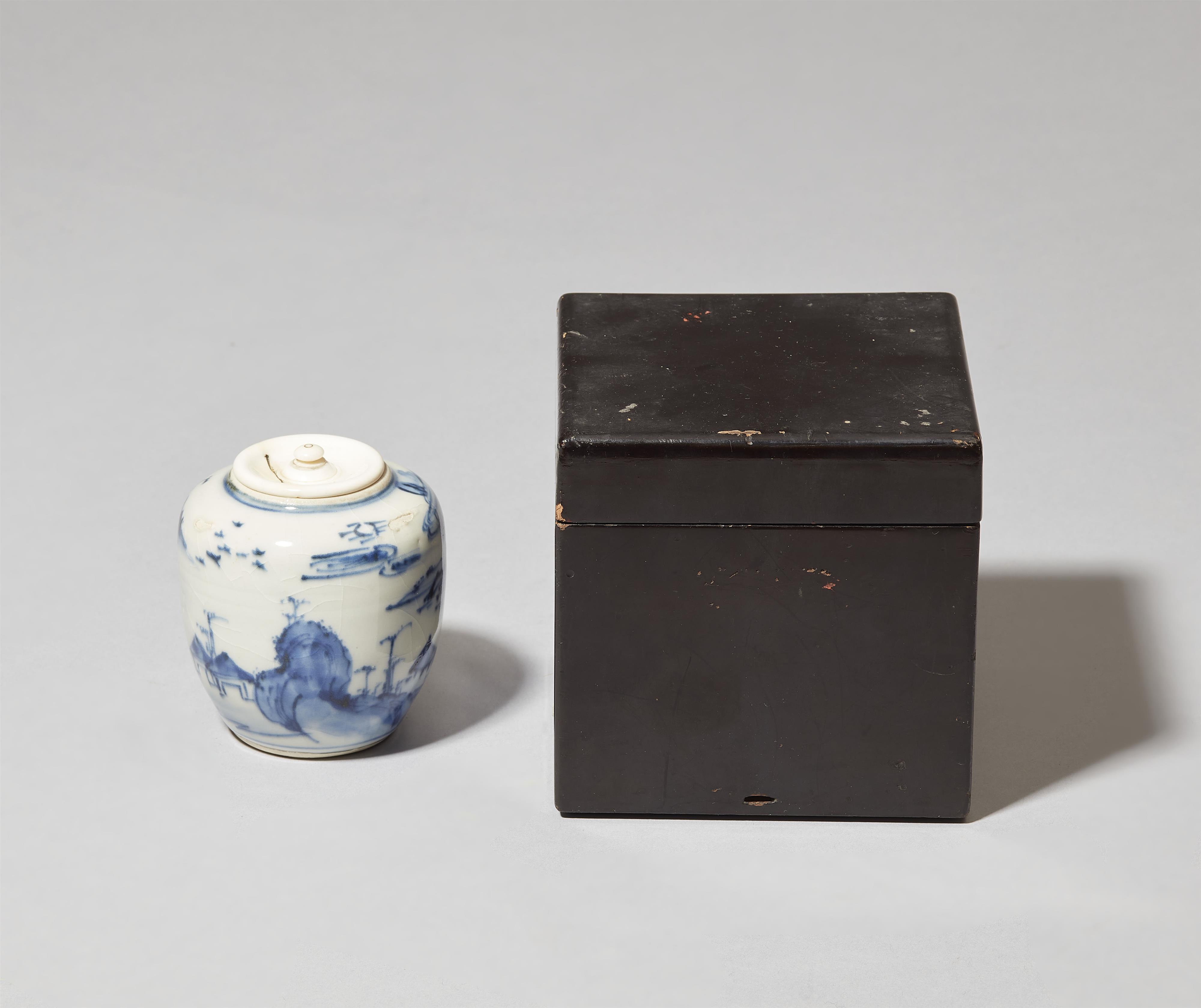 A group of nine chaire with ivory covers, a furidashi and a wooden model for a chaire. Edo period - image-11