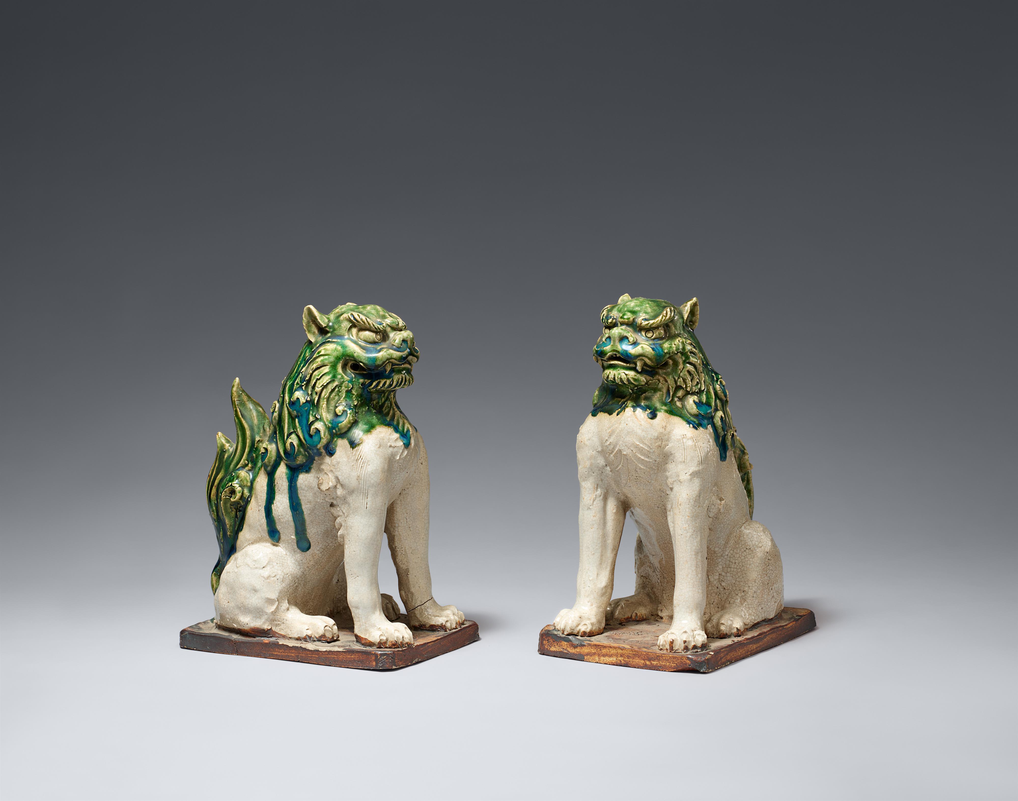 A pair of Oribe-style koma-inu. Mino area, Owari province. Dated by inscription 1777 - image-1