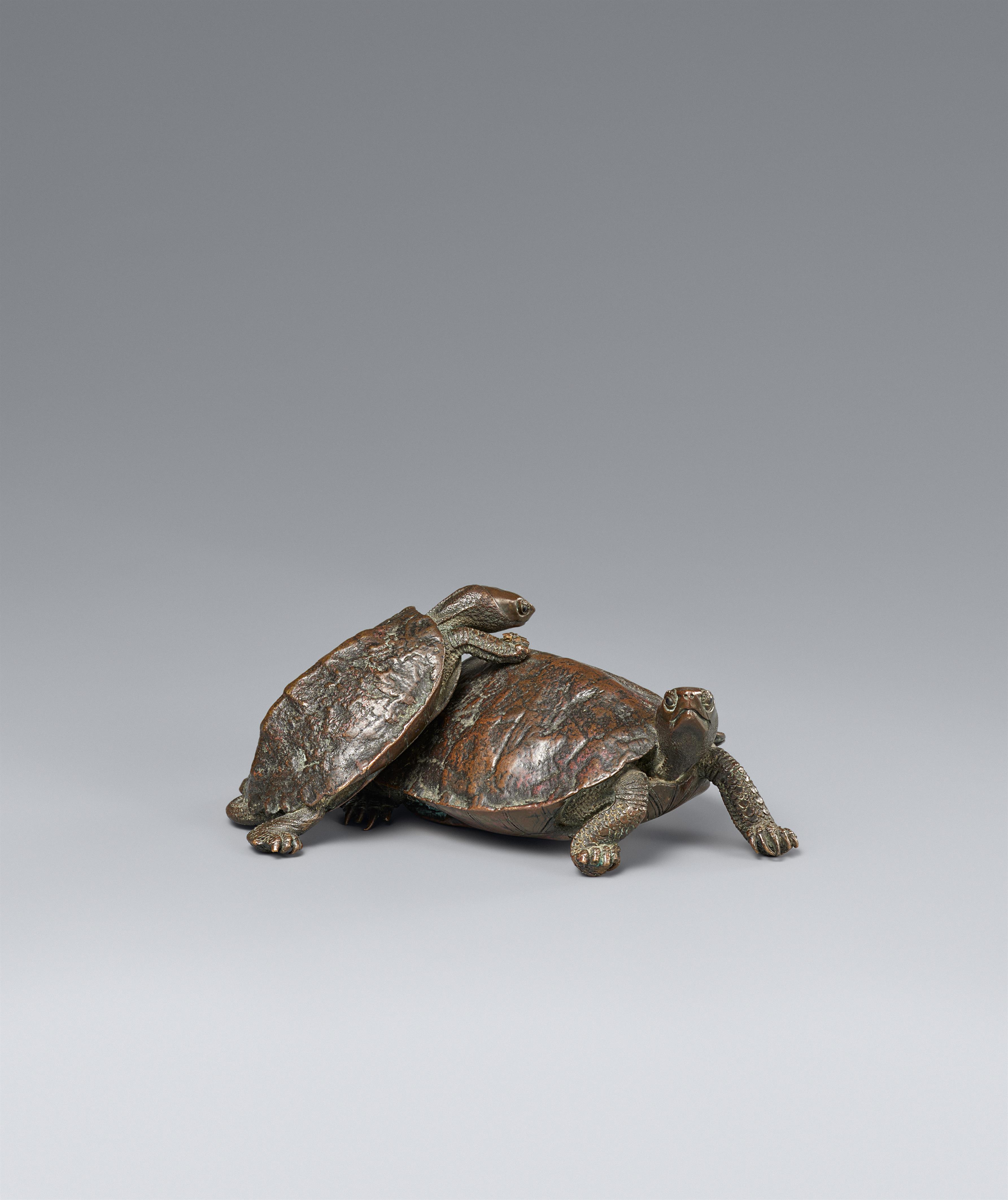 A small bronze okimono of two tortoises. 19th century - image-1