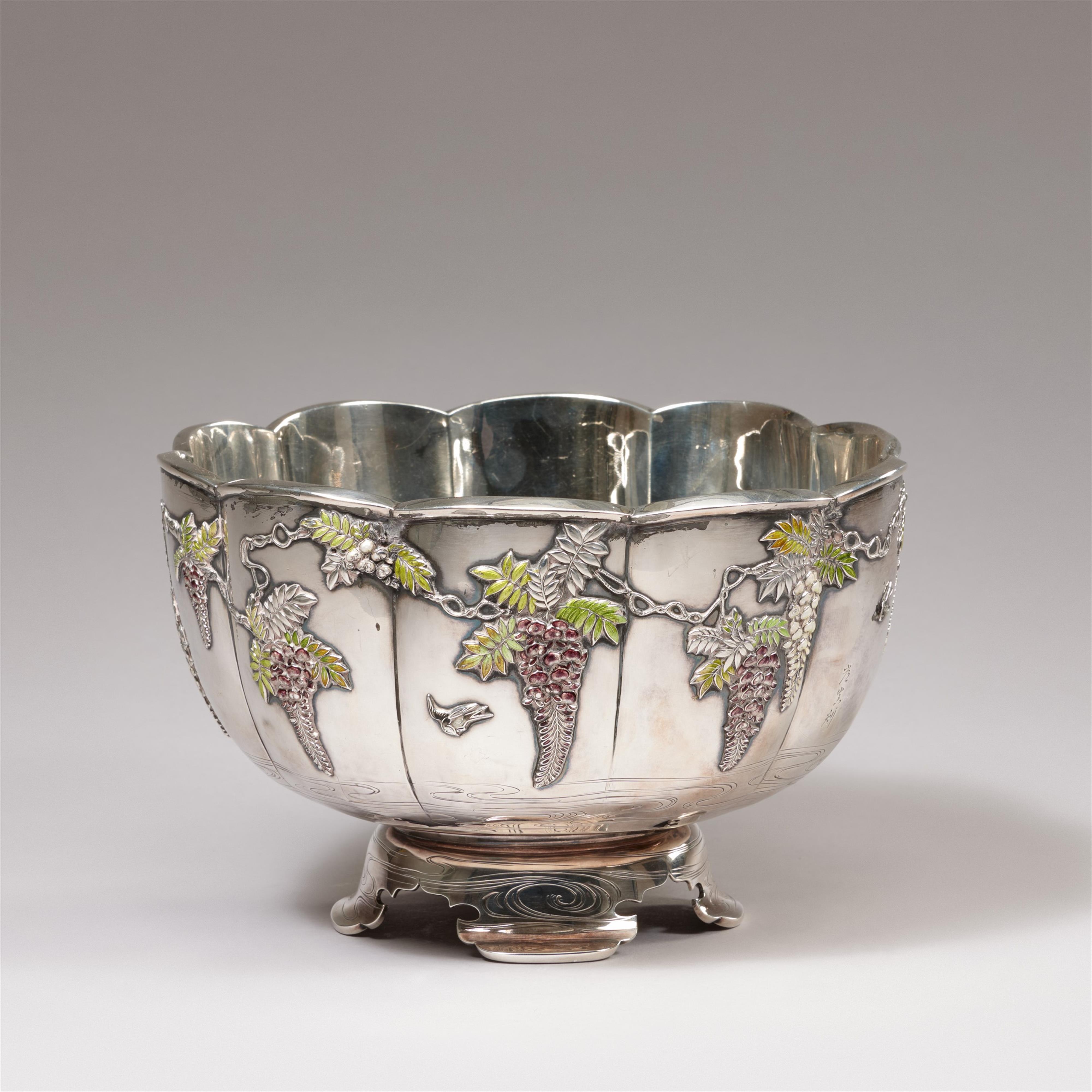 A double-walled silver bowl with translucent enamel. Around 1900 - image-2