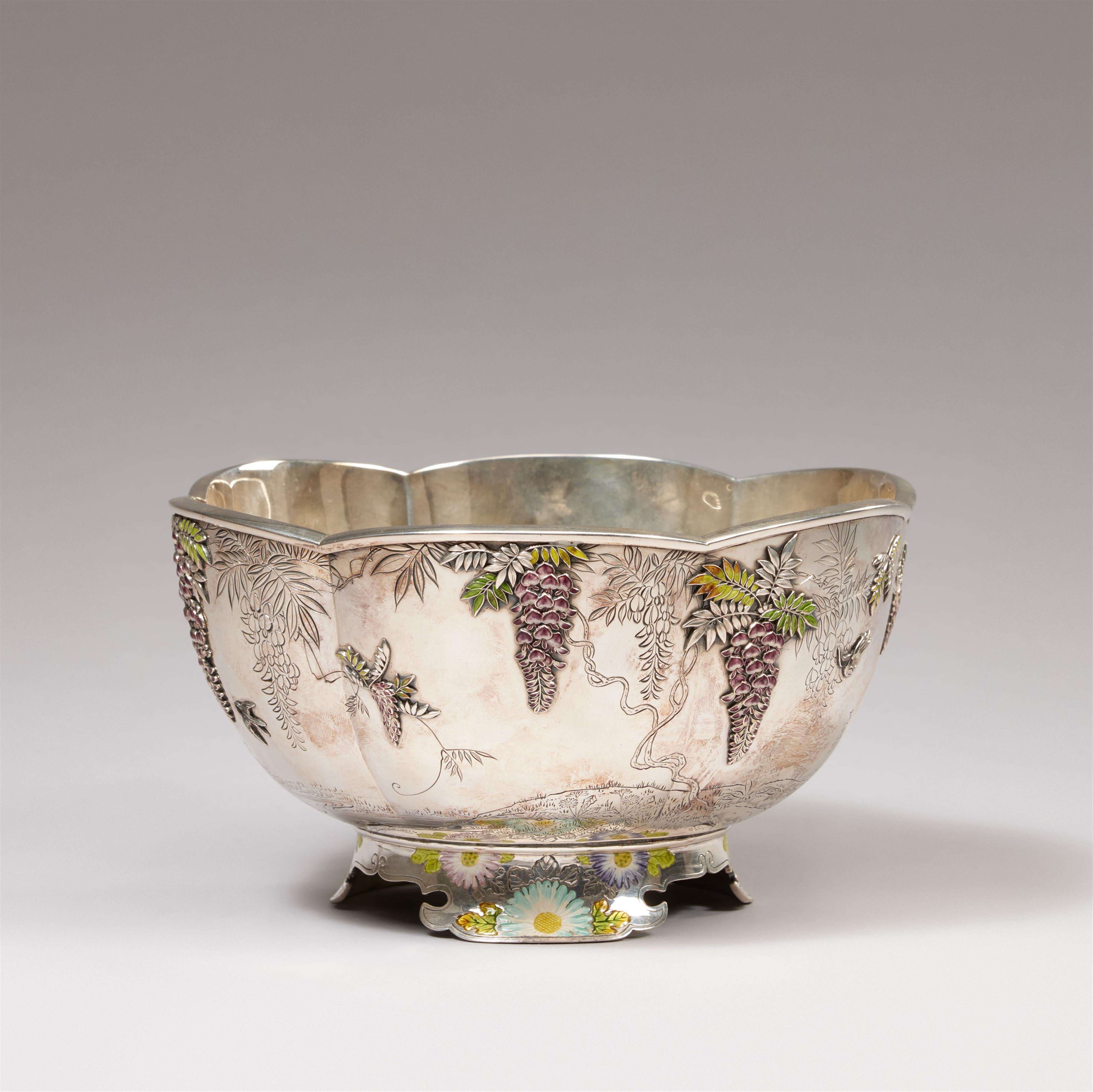 A double-walled silver bowl with translucent enamel. Around 1900 - image-2