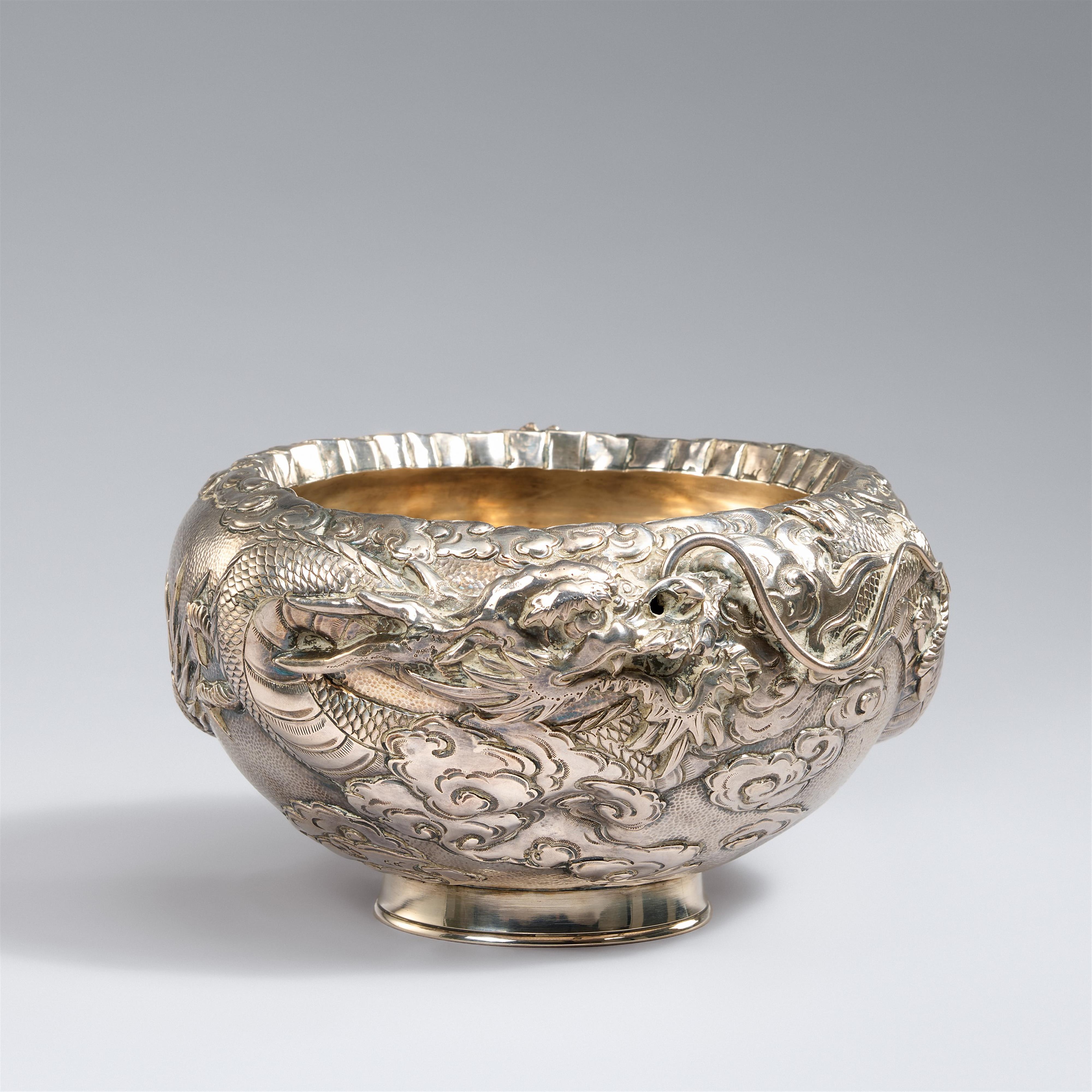 A double-walled silver bowl with translucent enamel. Around 1900 - image-1