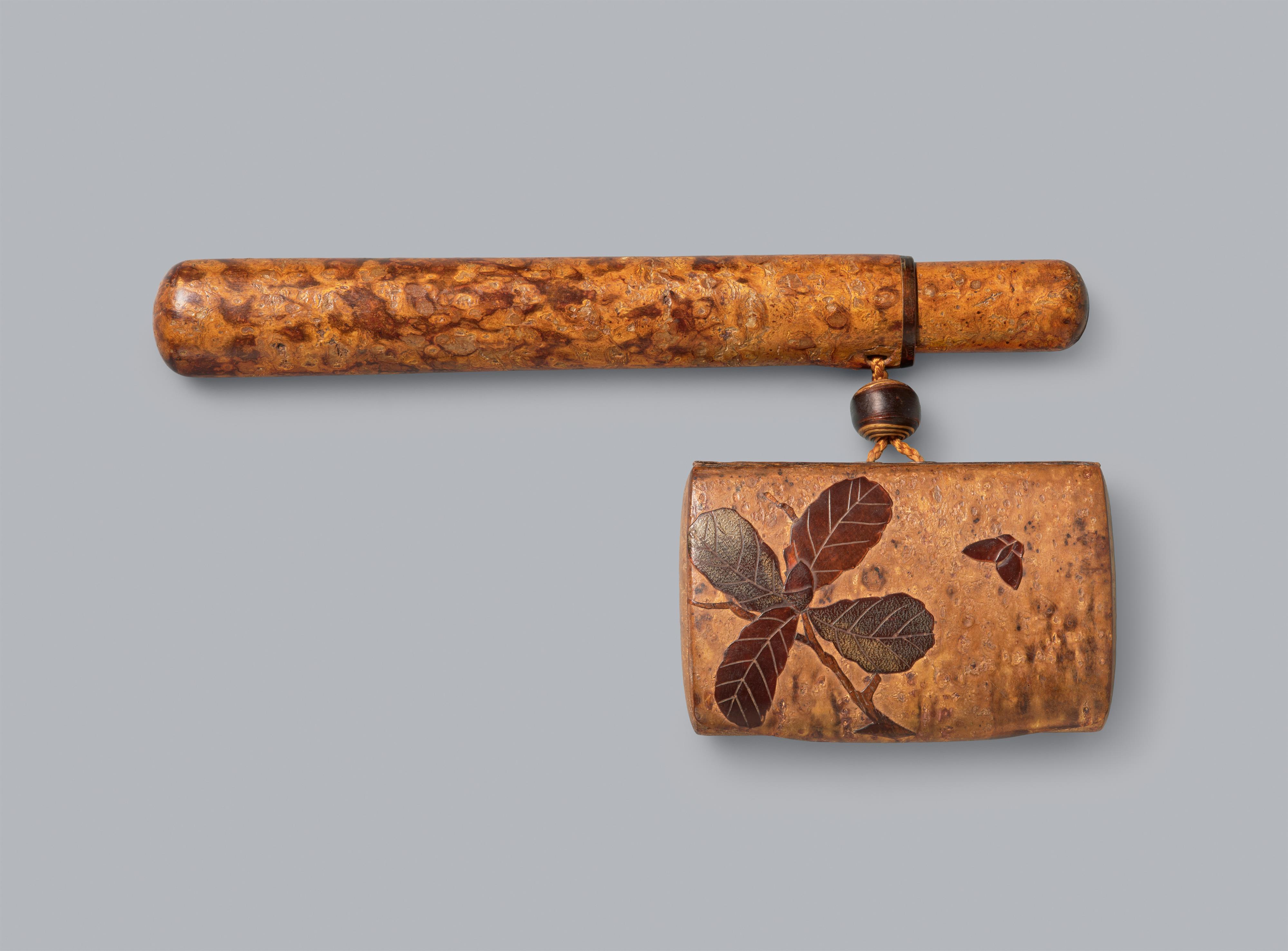 A smoking set of cherry bark. Around 1900 - image-1