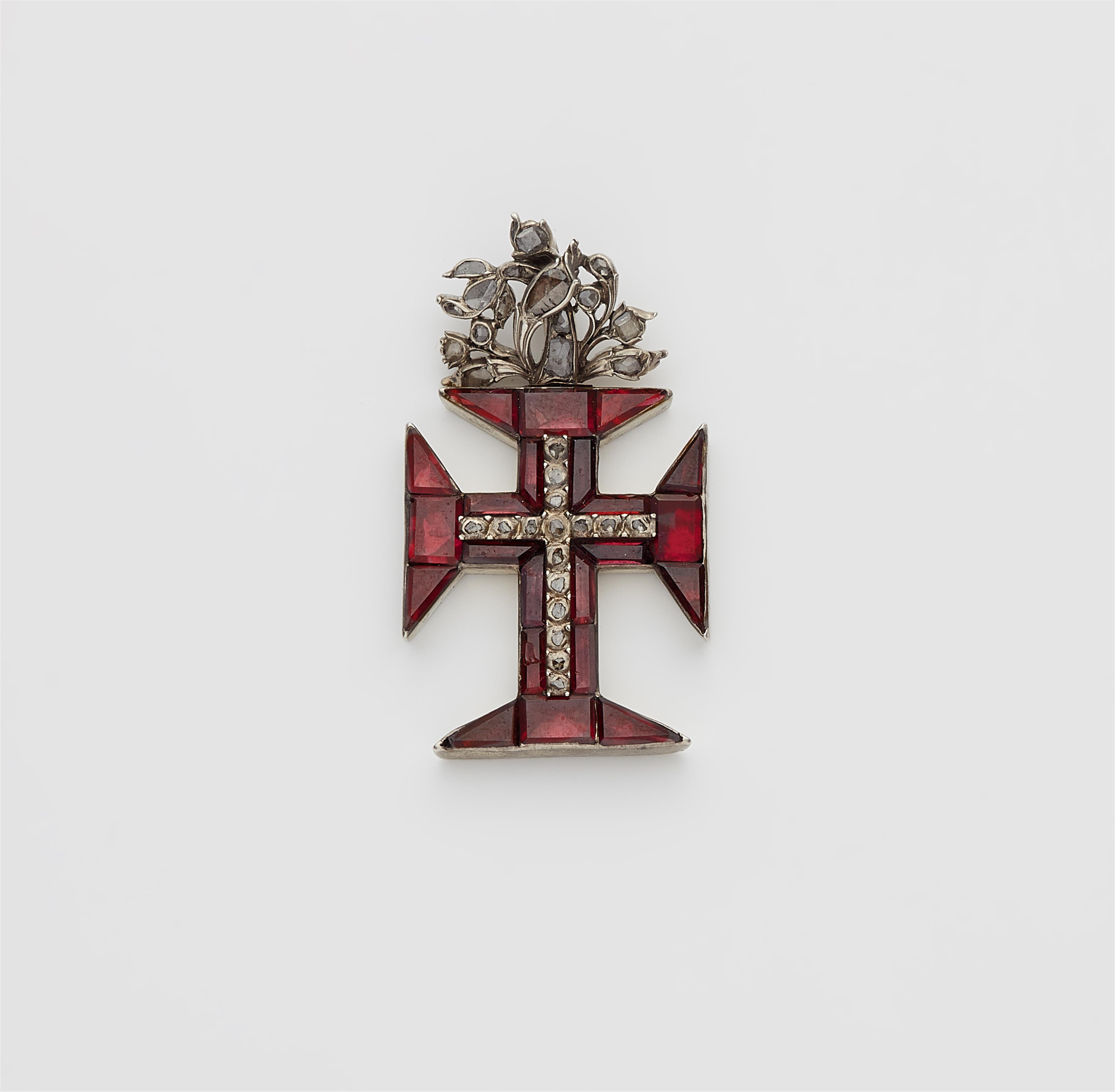 A Portuguese silver and garnet Cross of the Order of Christ with diamonds. - image-1