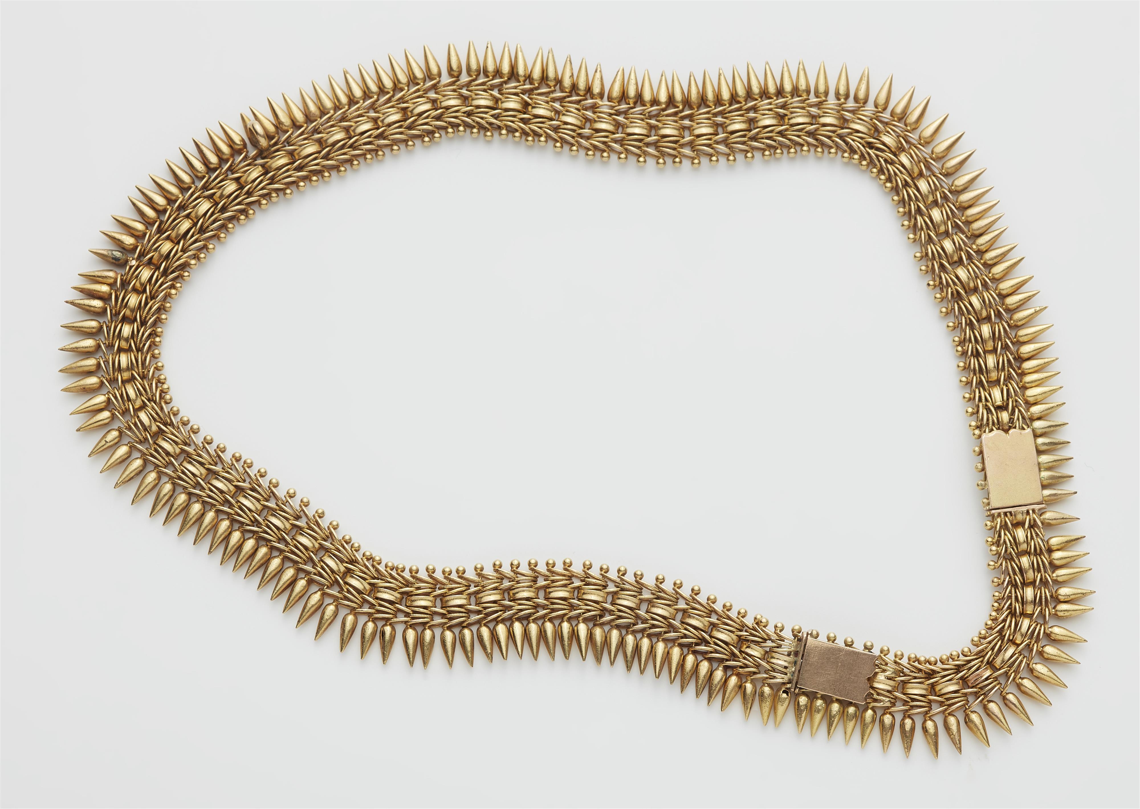 A gold plated copper Neo Etruscan fringe necklace. - image-2