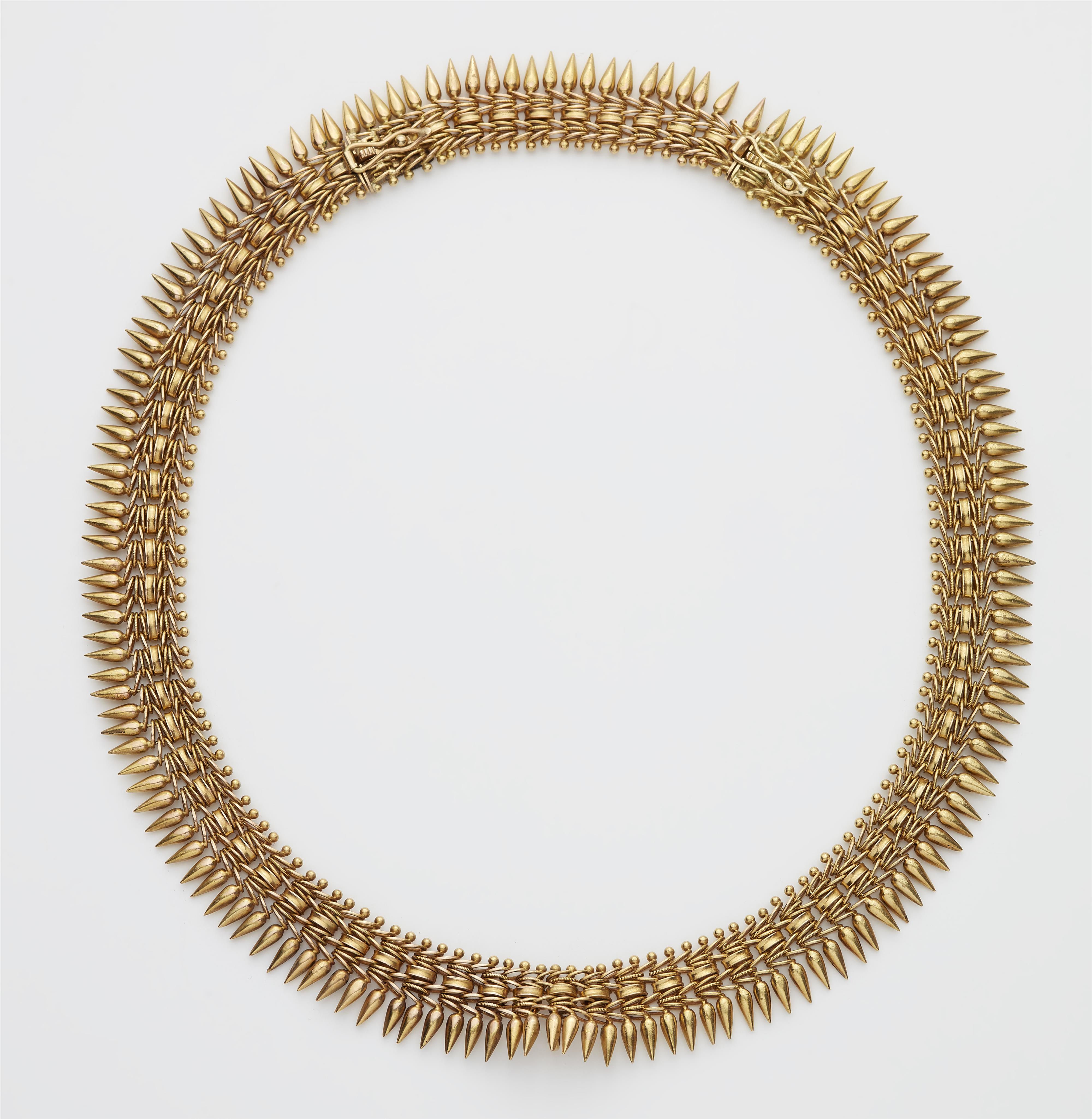 A gold plated copper Neo Etruscan fringe necklace. - image-1