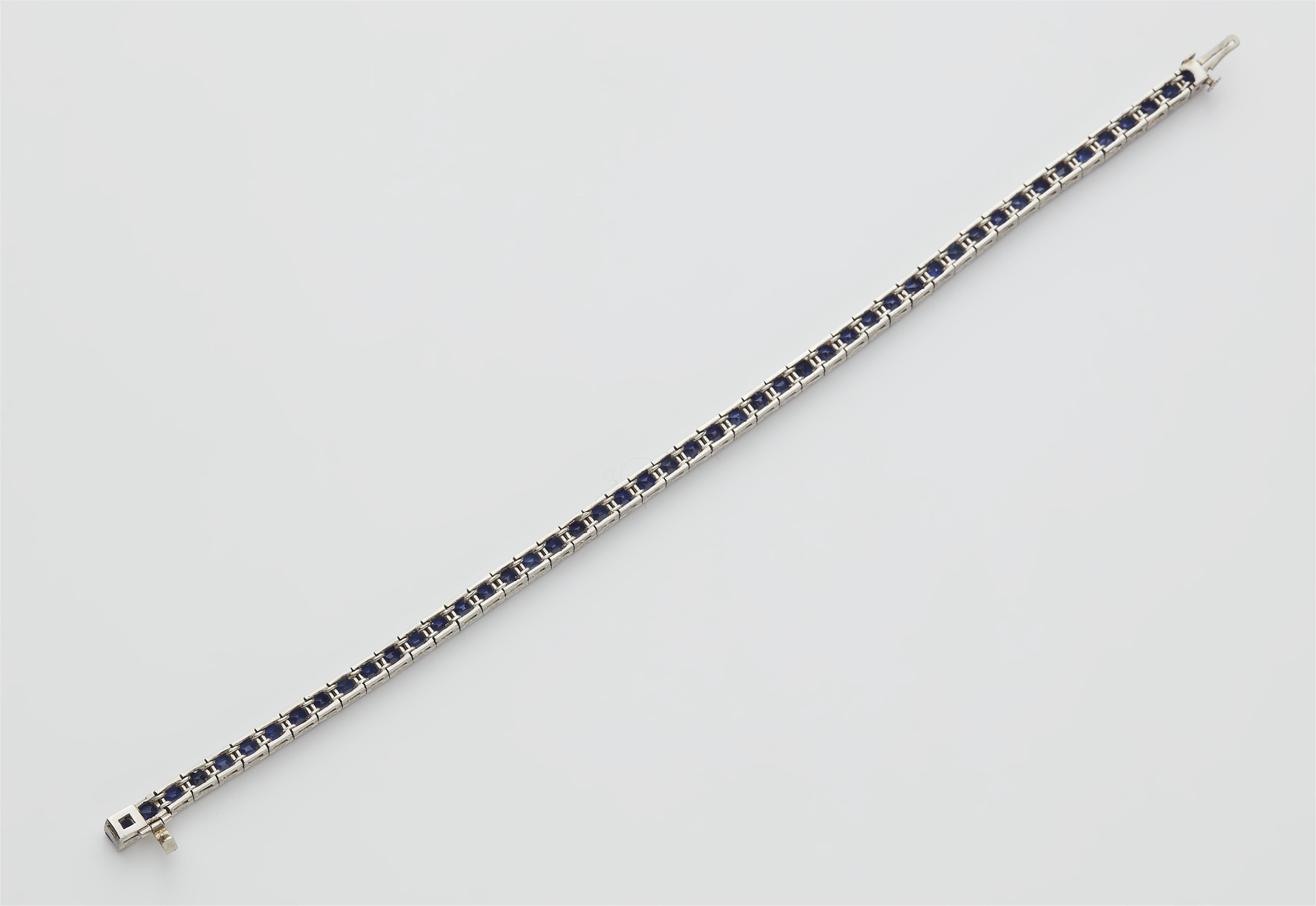 A platinum and sapphire Art Déco rivière bracelet. - image-2